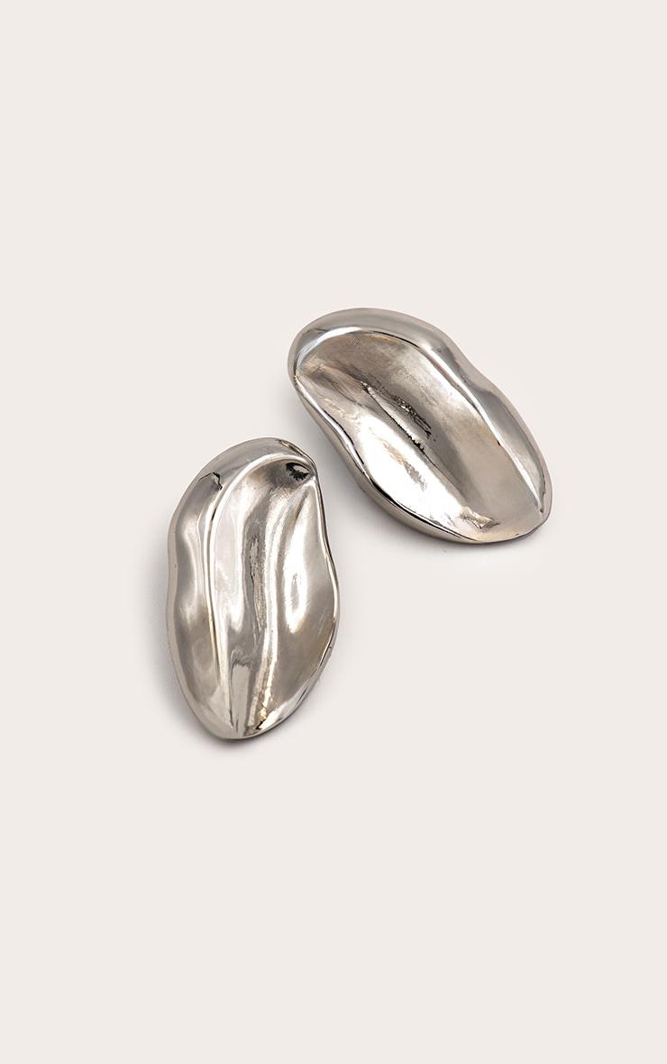 Silver Smooth Abstract Oval Earrings Product Image