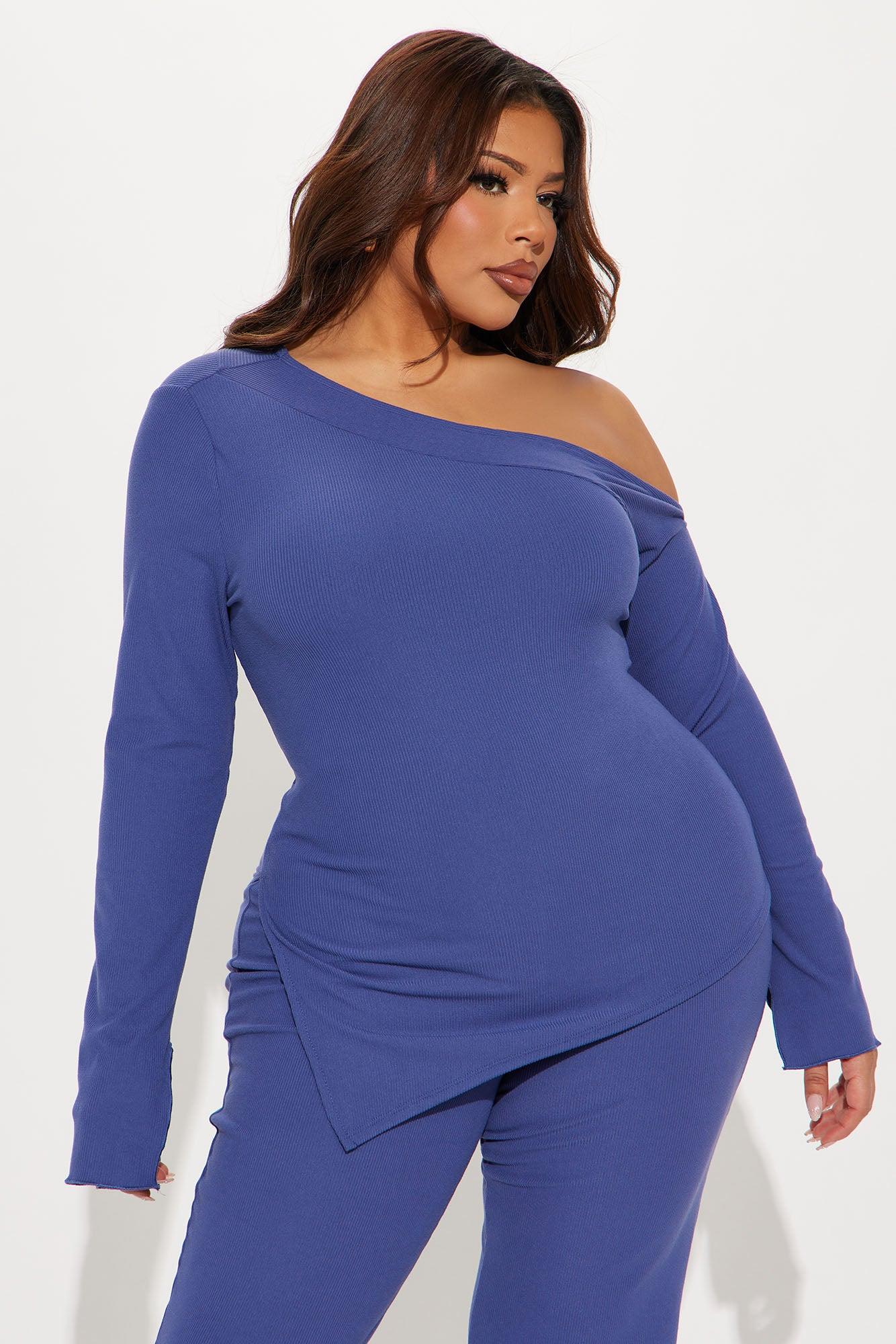 Off I Go Off Shoulder Pant Set - Navy Product Image