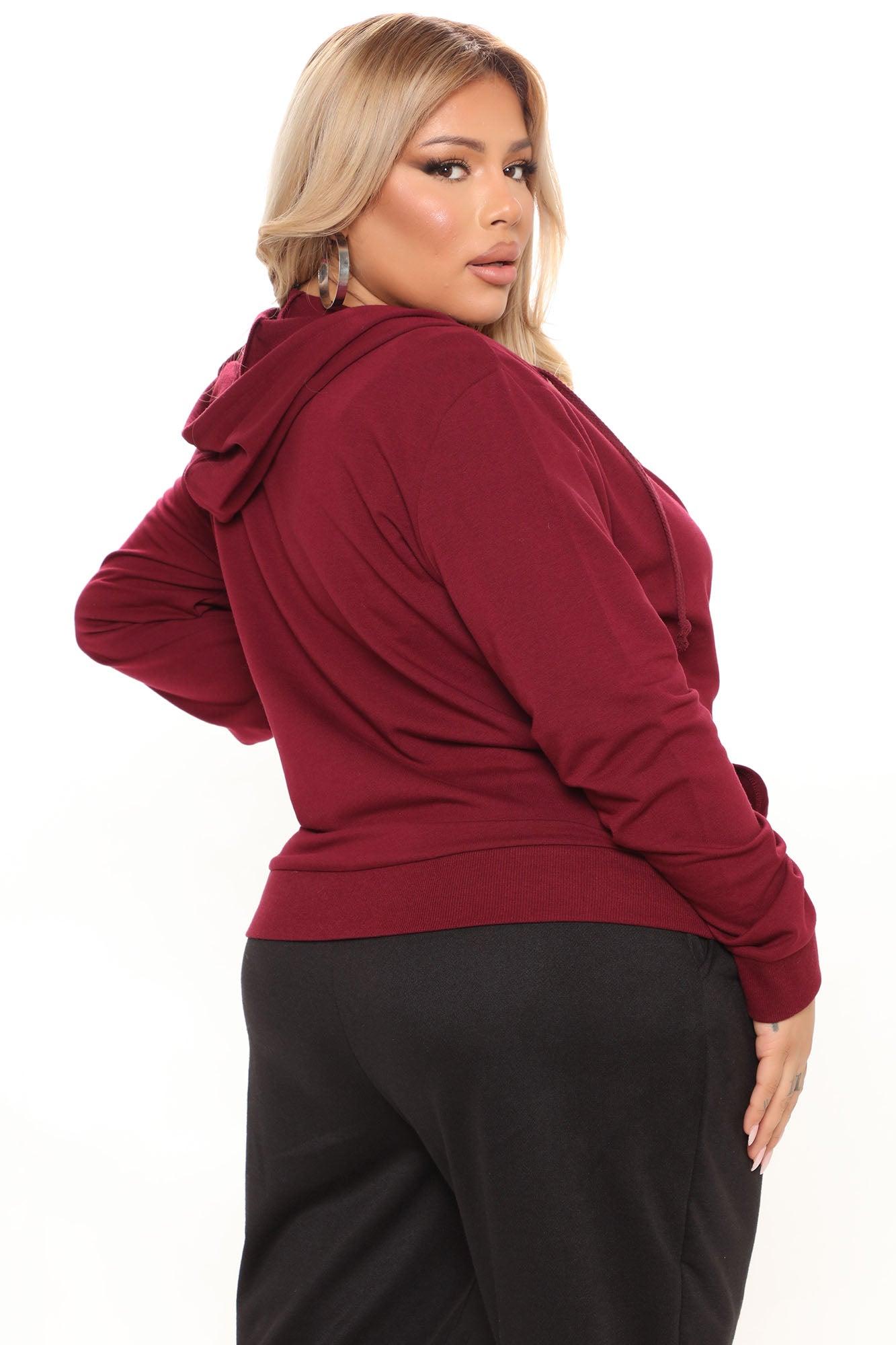 Latest And Greatest French Terry Zip Hoodie - Burgundy Product Image