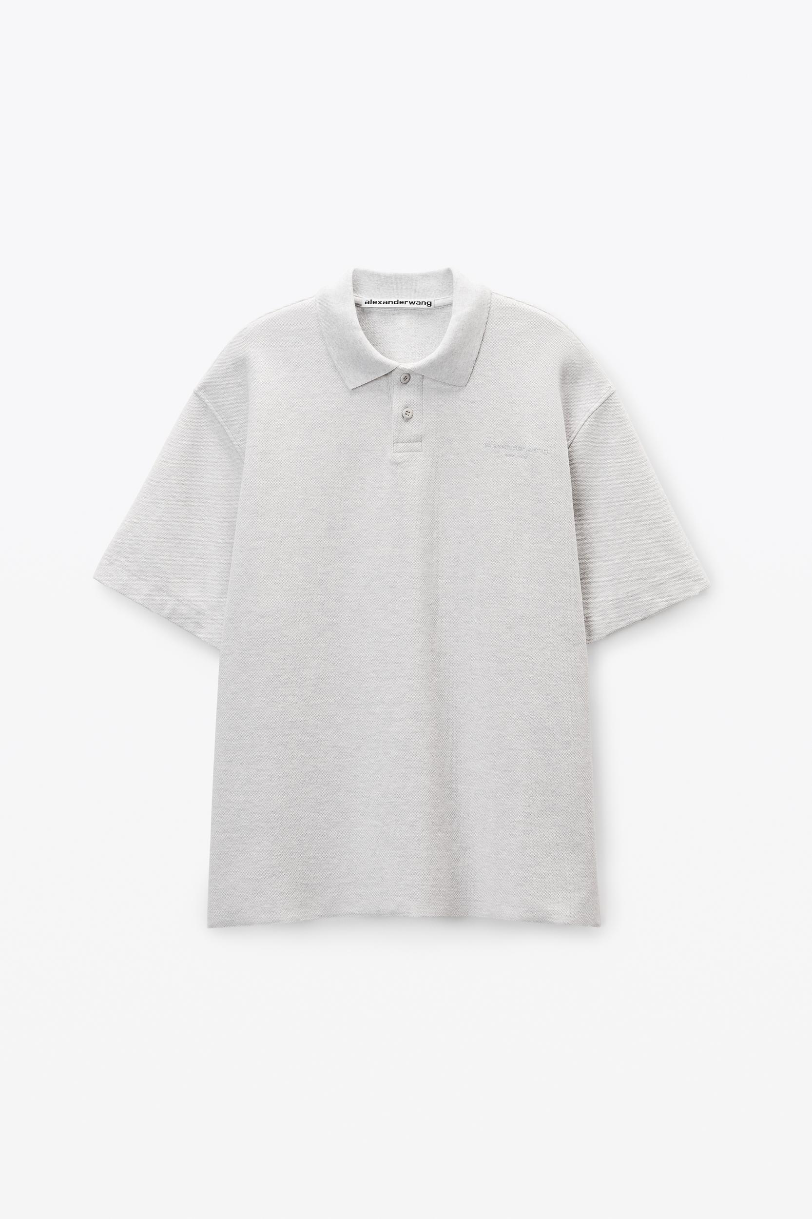 Light Grey Striped Pique Polo  Product Image