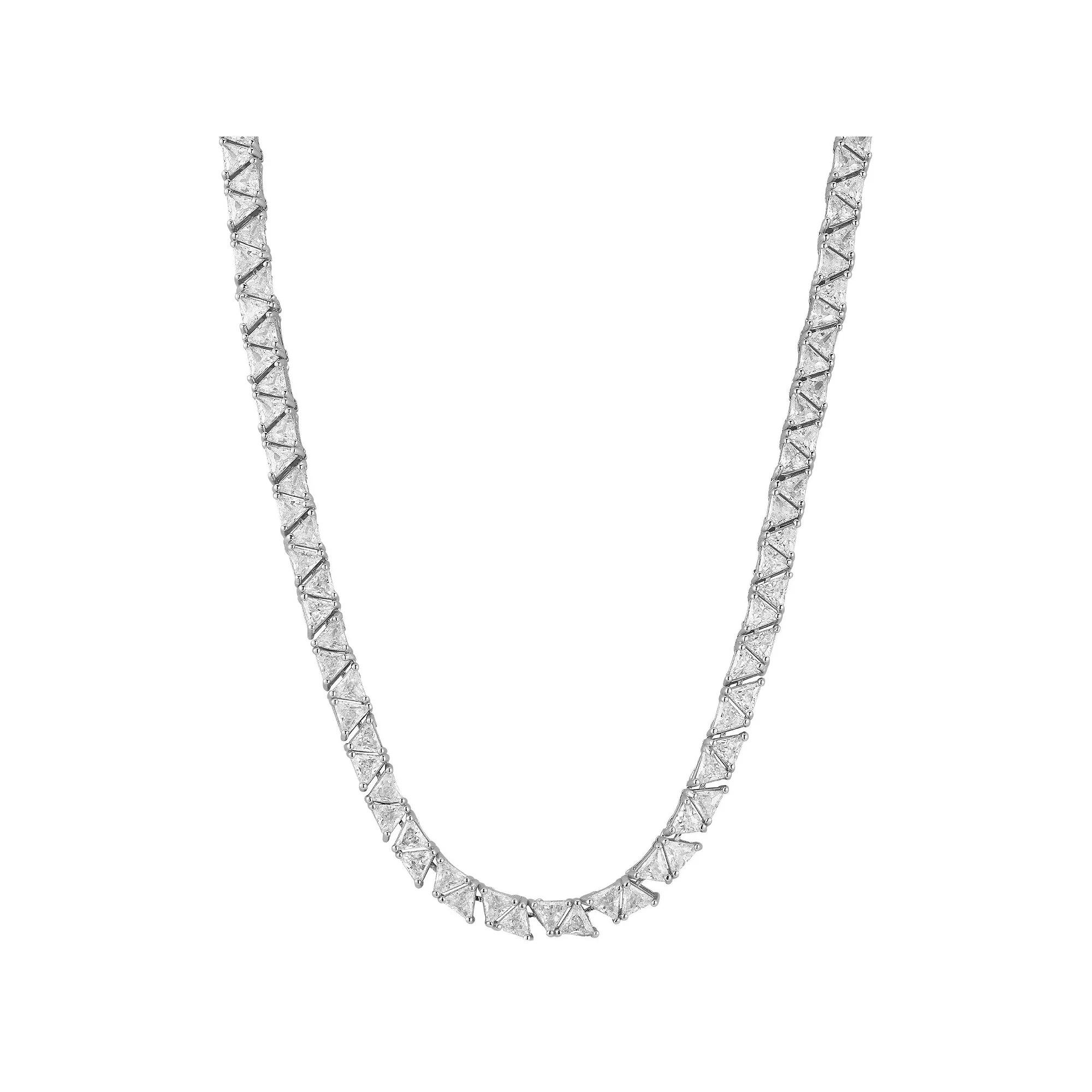 WINX Cubic Zirconia Triangular Gem Tennis Necklace, Women's, Size: 16", Silver Tone Product Image
