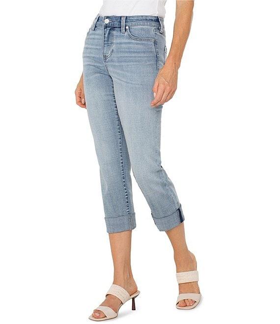 Liverpool Los Angeles Charlie Stretch Denim Mid-Rise Straight Leg Cuffed Cropped Jeans Product Image