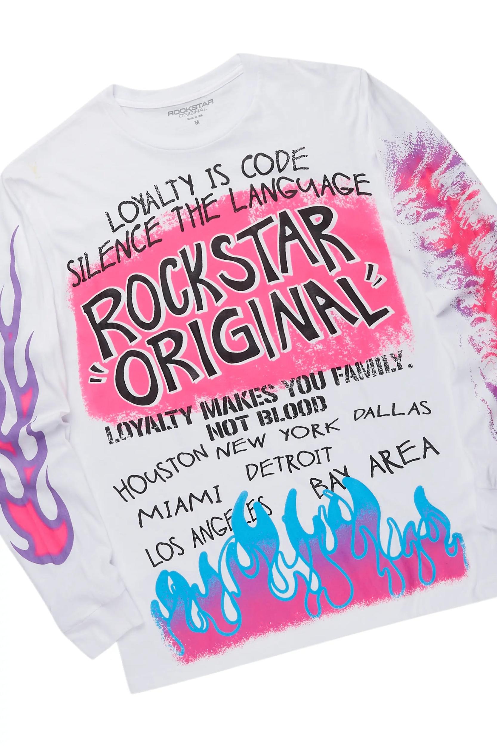 Breshay White/Grey Long Sleeve T-Shirt Short Set Female Product Image