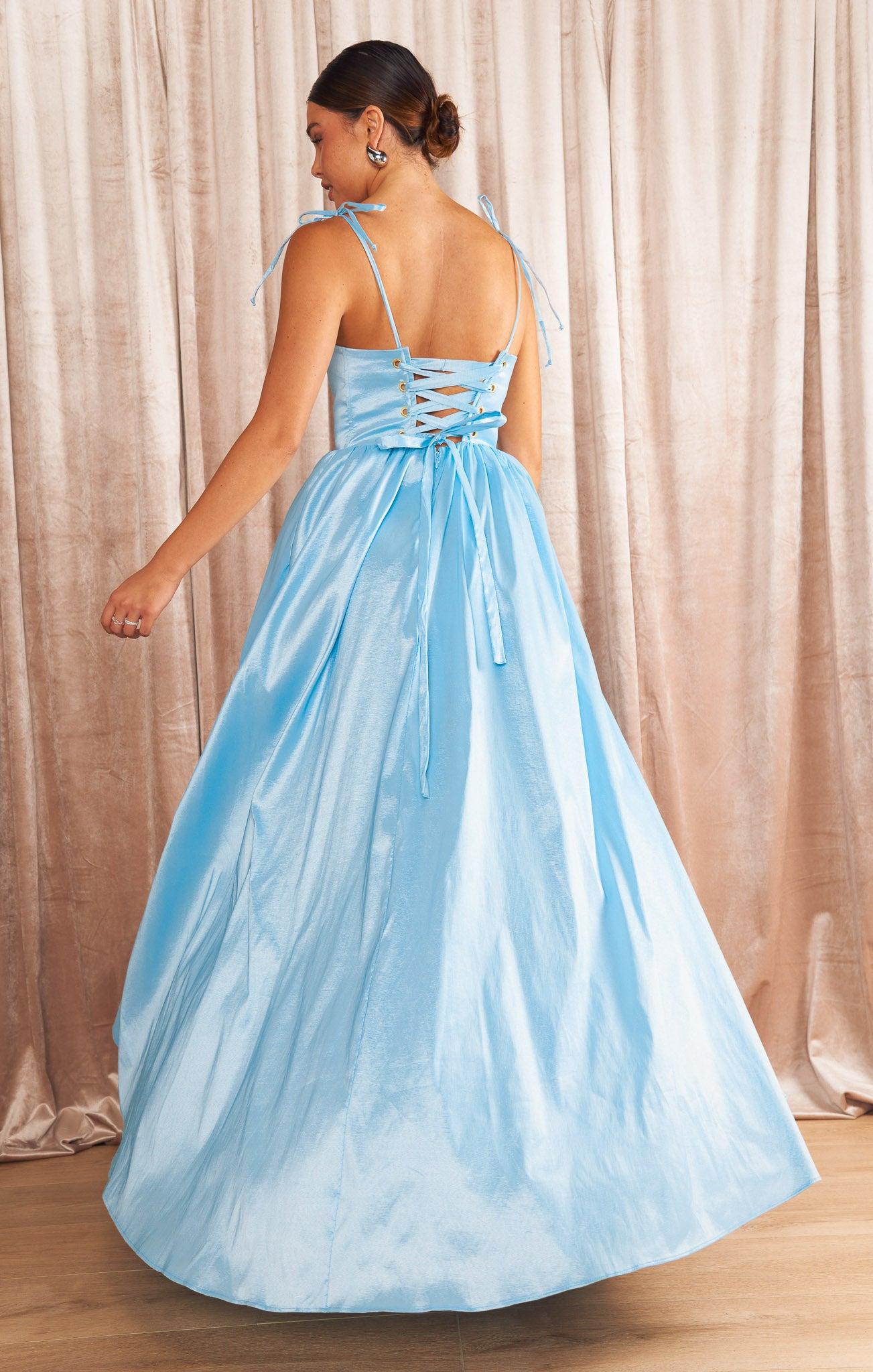 Juliet Maxi Dress ~ Light Blue Taffeta Product Image