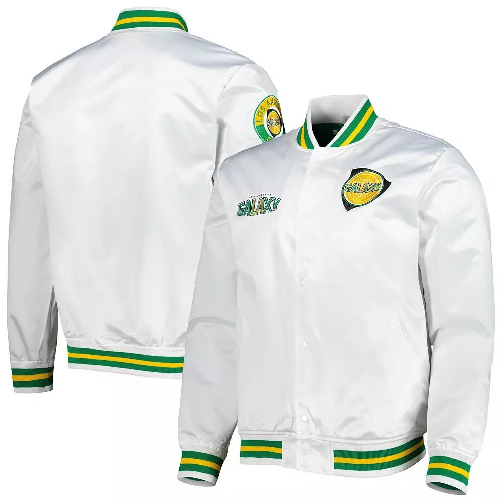 Men's Mitchell & Ness  White LA Galaxy City Full-Snap Satin Jacket, Size: XL Product Image