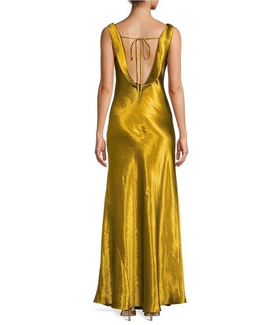 Antonio Melani Letty Drapey Satin Cowl Neck Tank Strap Sheath Slip Maxi Dress Product Image