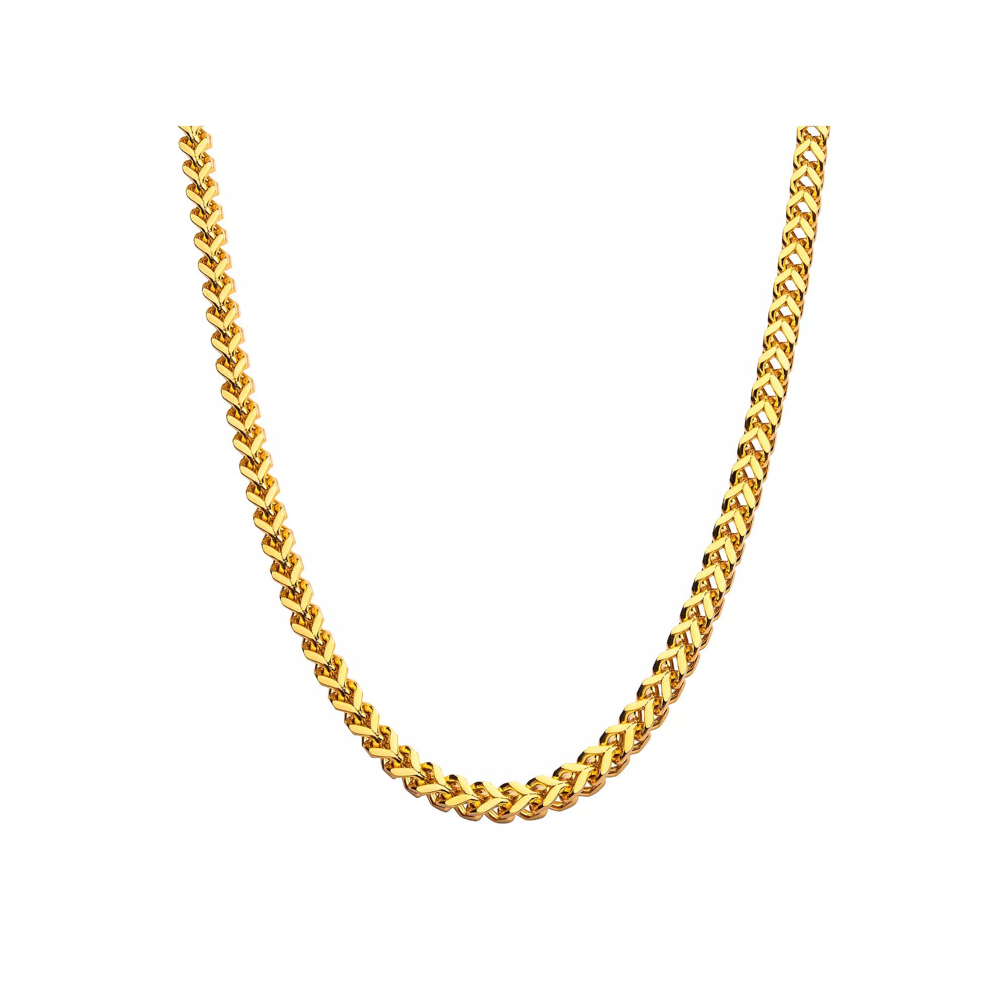 18k Gold Over Stainless Steel 8 mm Franco Chain Necklace, Men's, Size: 26", Gold Tone 8mm Product Image