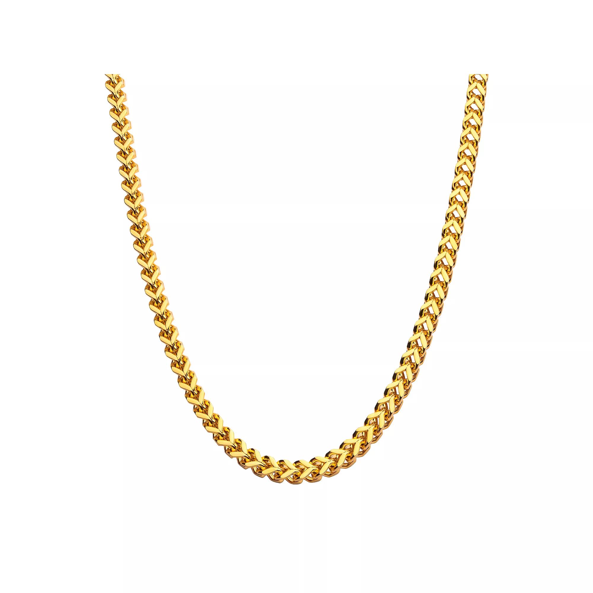 18k Gold Over Stainless Steel 8 mm Franco Chain Necklace, Men's, Size: 26", Gold Tone 8mm Product Image