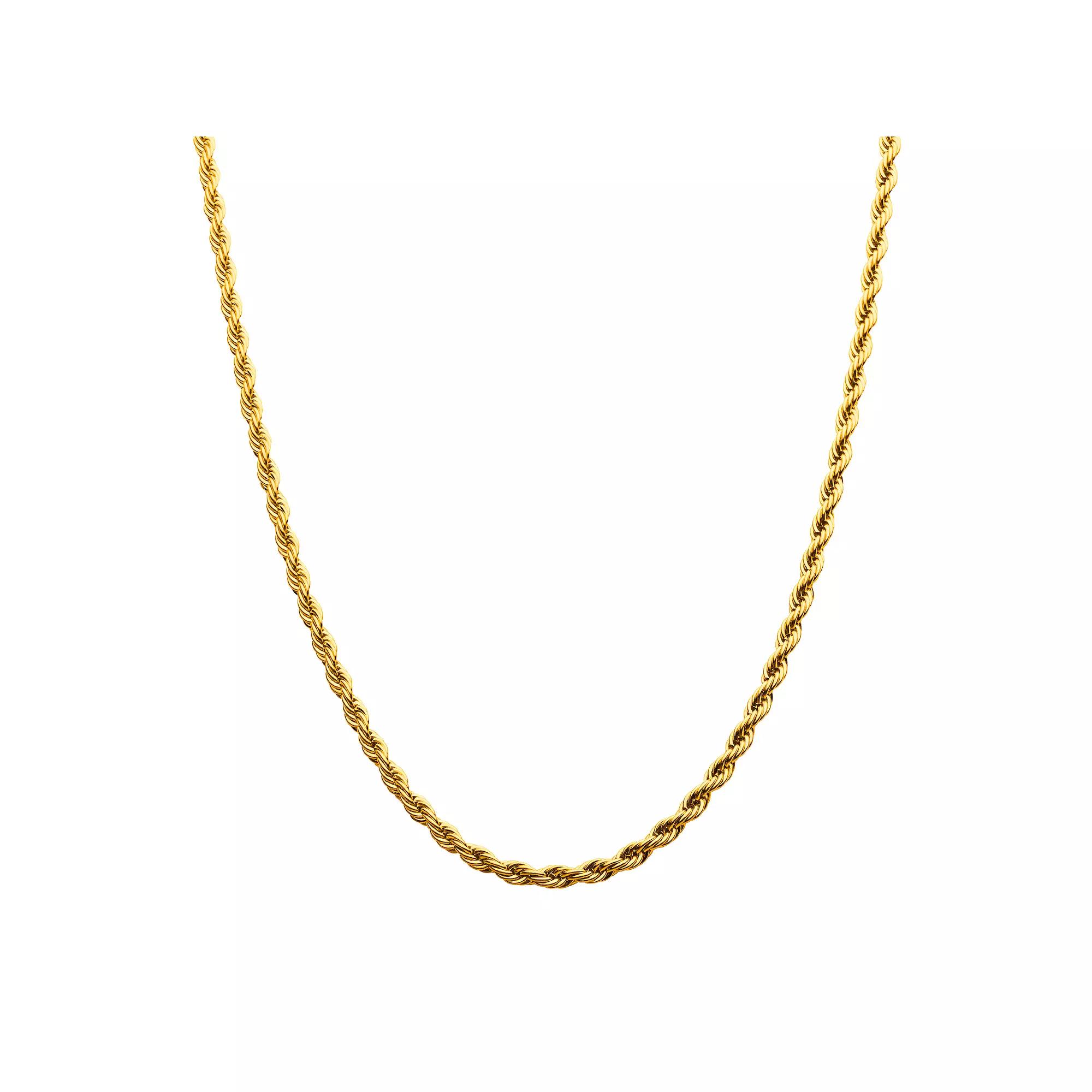 18k Gold Over Stainless Steel 6 mm Rope Chain Necklace, Men's, Size: 20", Gold Tone 6mm Product Image