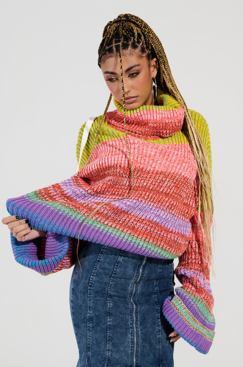 LOOK AT ME CHUNKY MULTI COLOR KNIT SWEATER Product Image