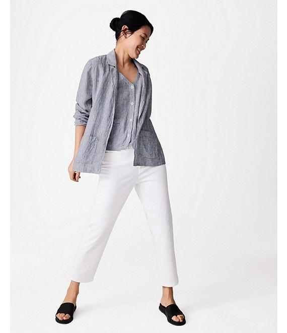 Eileen Fisher Organic Cotton Blend Stretch Denim Straight Cropped Jeans Product Image