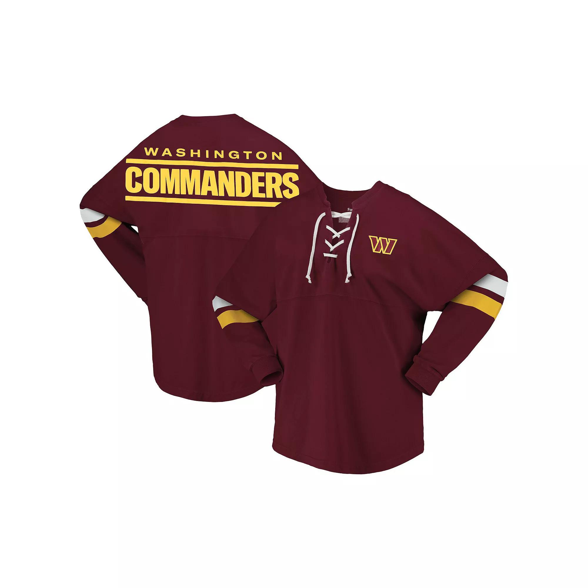 Women's Fanatics Branded Burgundy Washington Commanders Spirit Jersey Lace-Up V-Neck Long Sleeve T-Shirt, Size: Medium, Wft Med Re Product Image