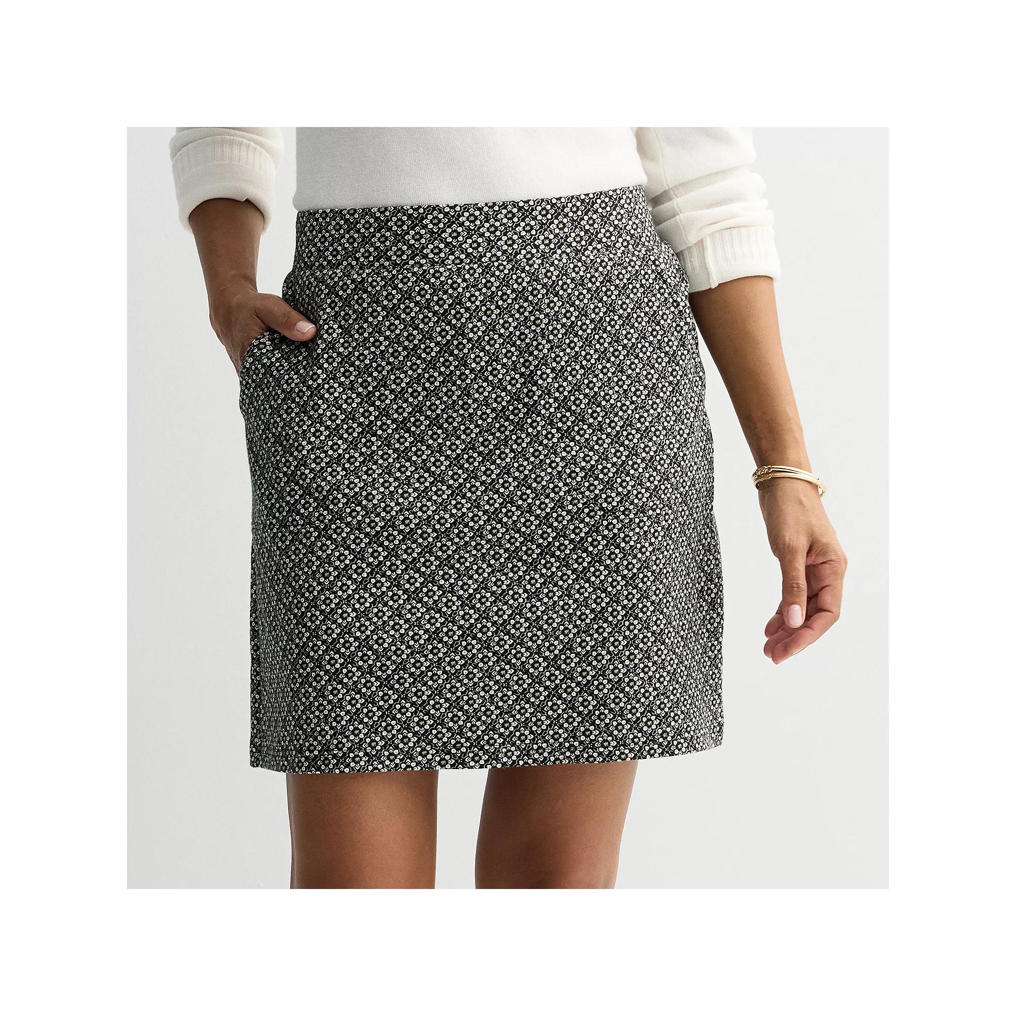 Women's Croft & Barrow® Easy Pull-On Skort, Size: Small, Black Texture Tile Product Image