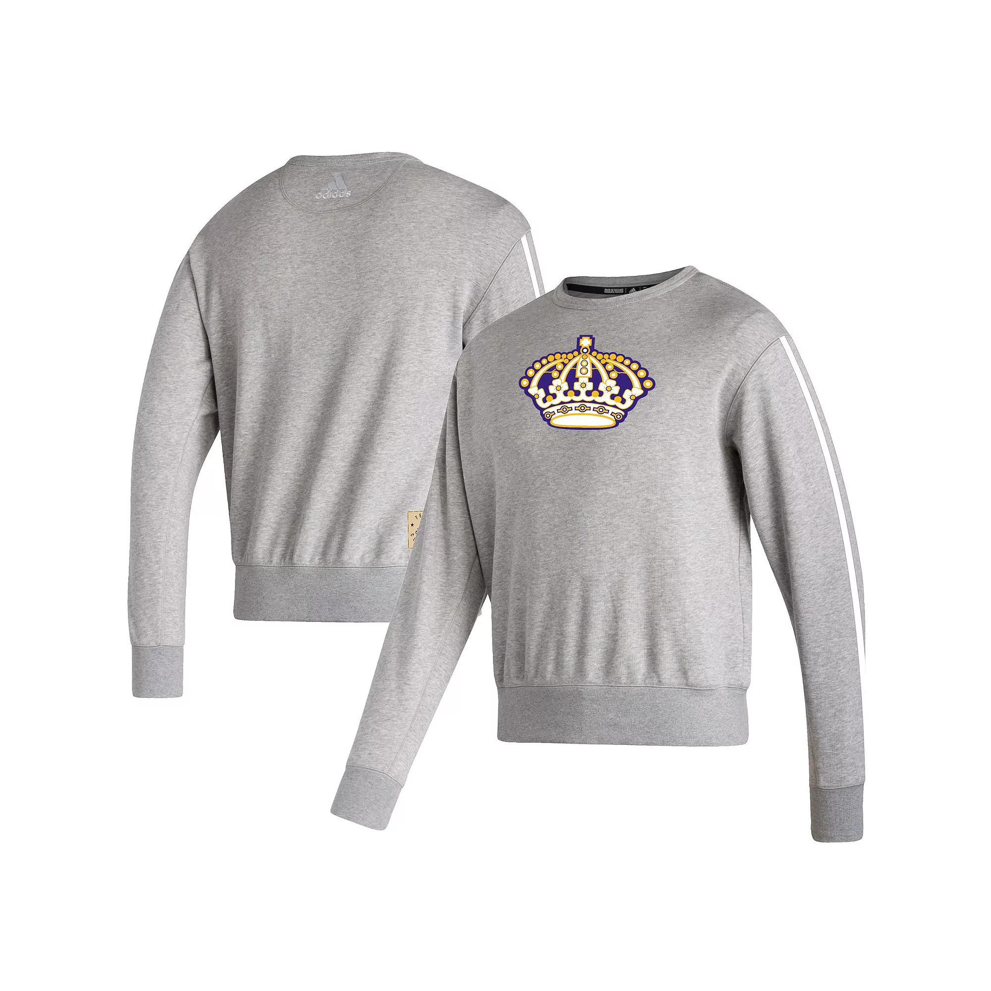 Men's adidas Heathered Gray Los Angeles Kings Team Classics Vintage Pullover Sweatshirt, Size: Medium, Kgs Grey Product Image
