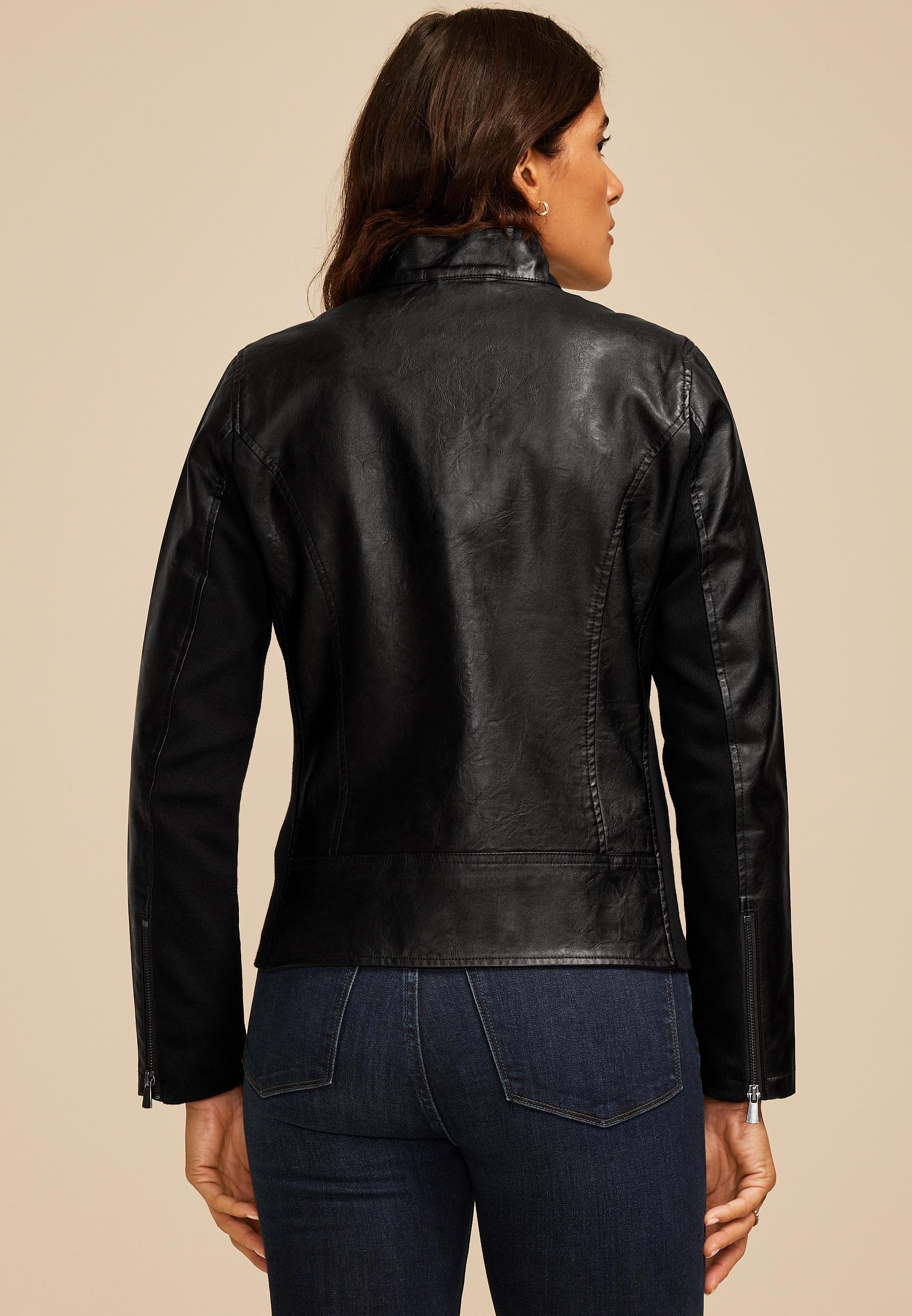 Faux Leather Biker Jacket Product Image