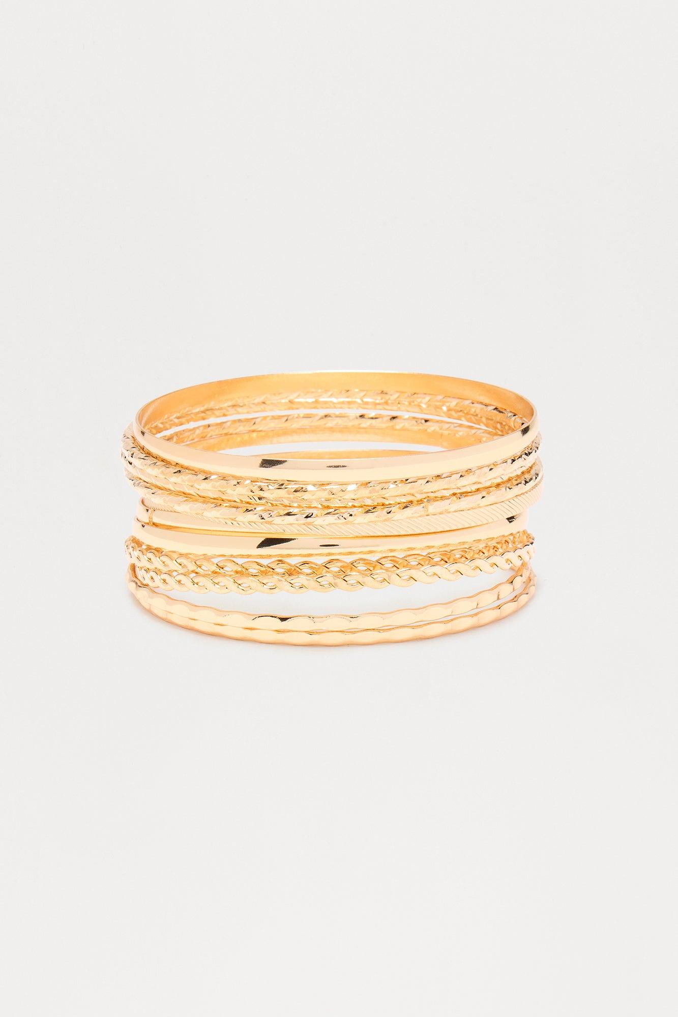 All On My Wrist 12 Piece Bangle Set - Gold Female Product Image