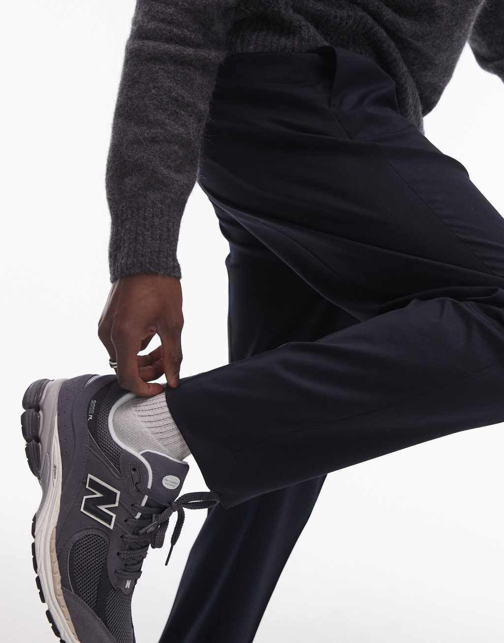 Topman tapered dress pants in navy Product Image