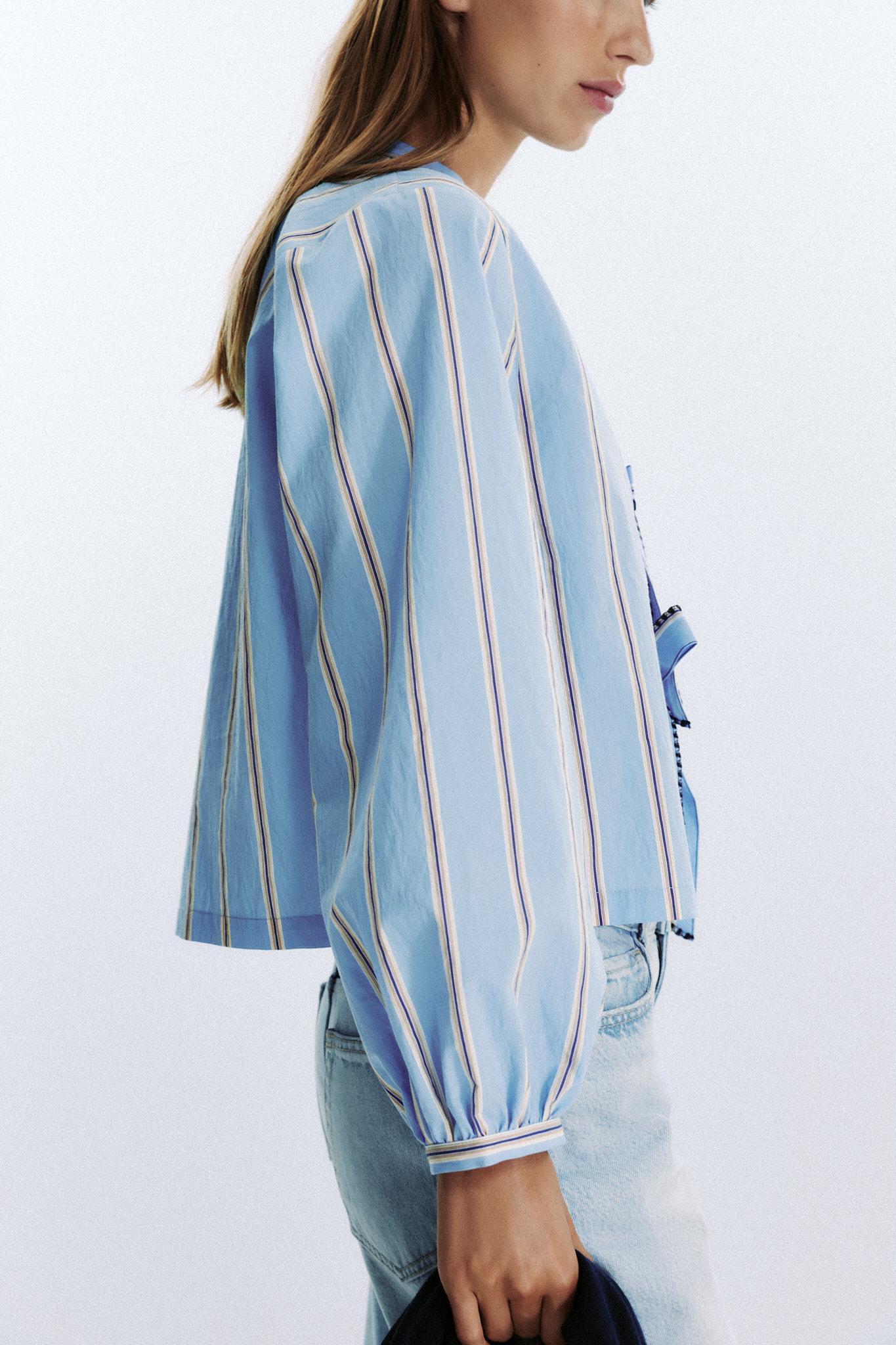 STRIPED POPLIN SHIRT WITH TIES Product Image