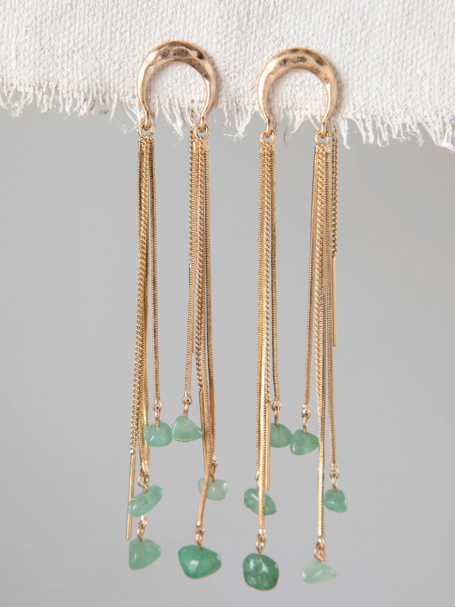 Gold Drop Stone Earrings Product Image