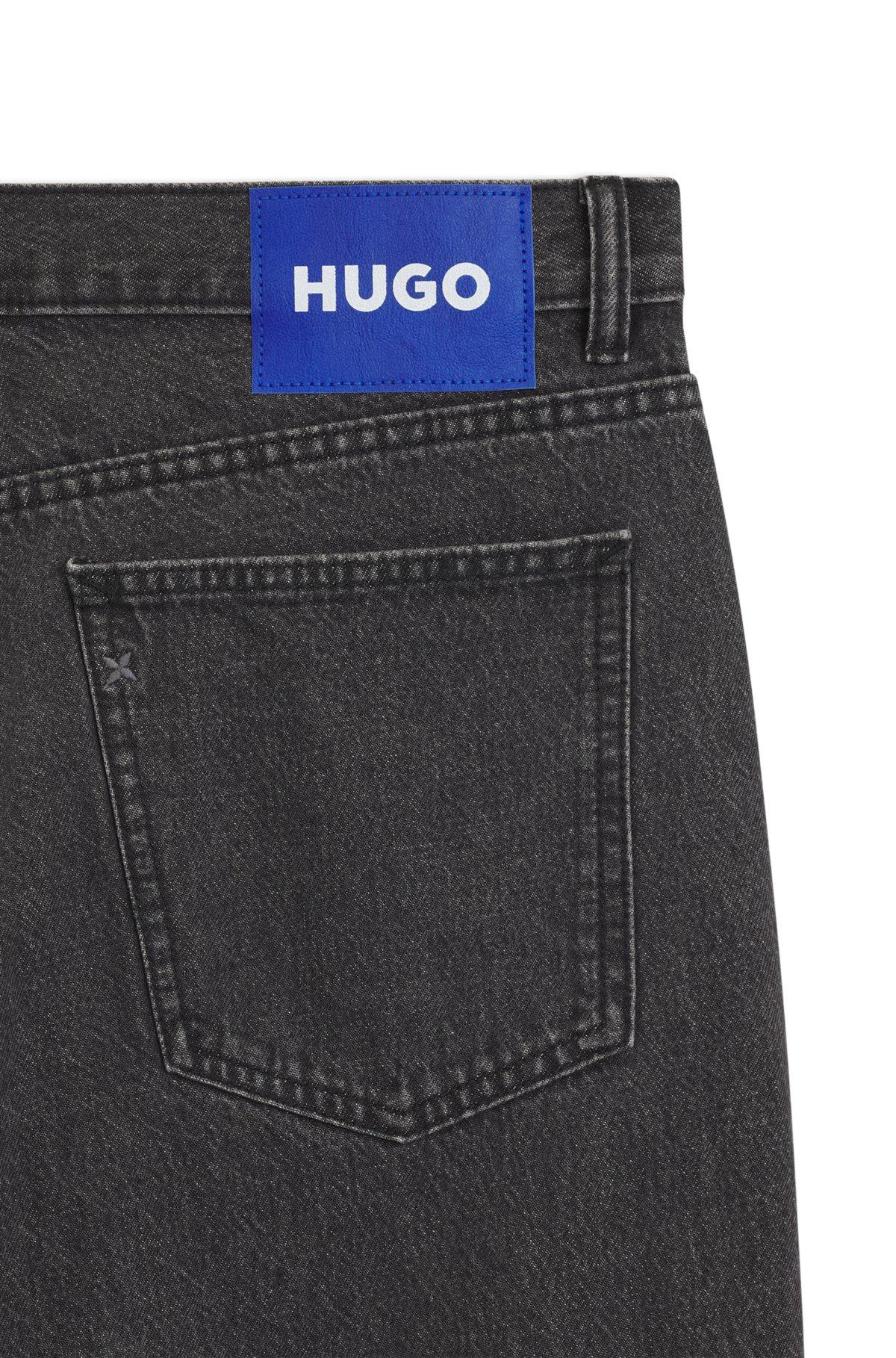 Baggy-fit jeans in black stonewashed denim Product Image