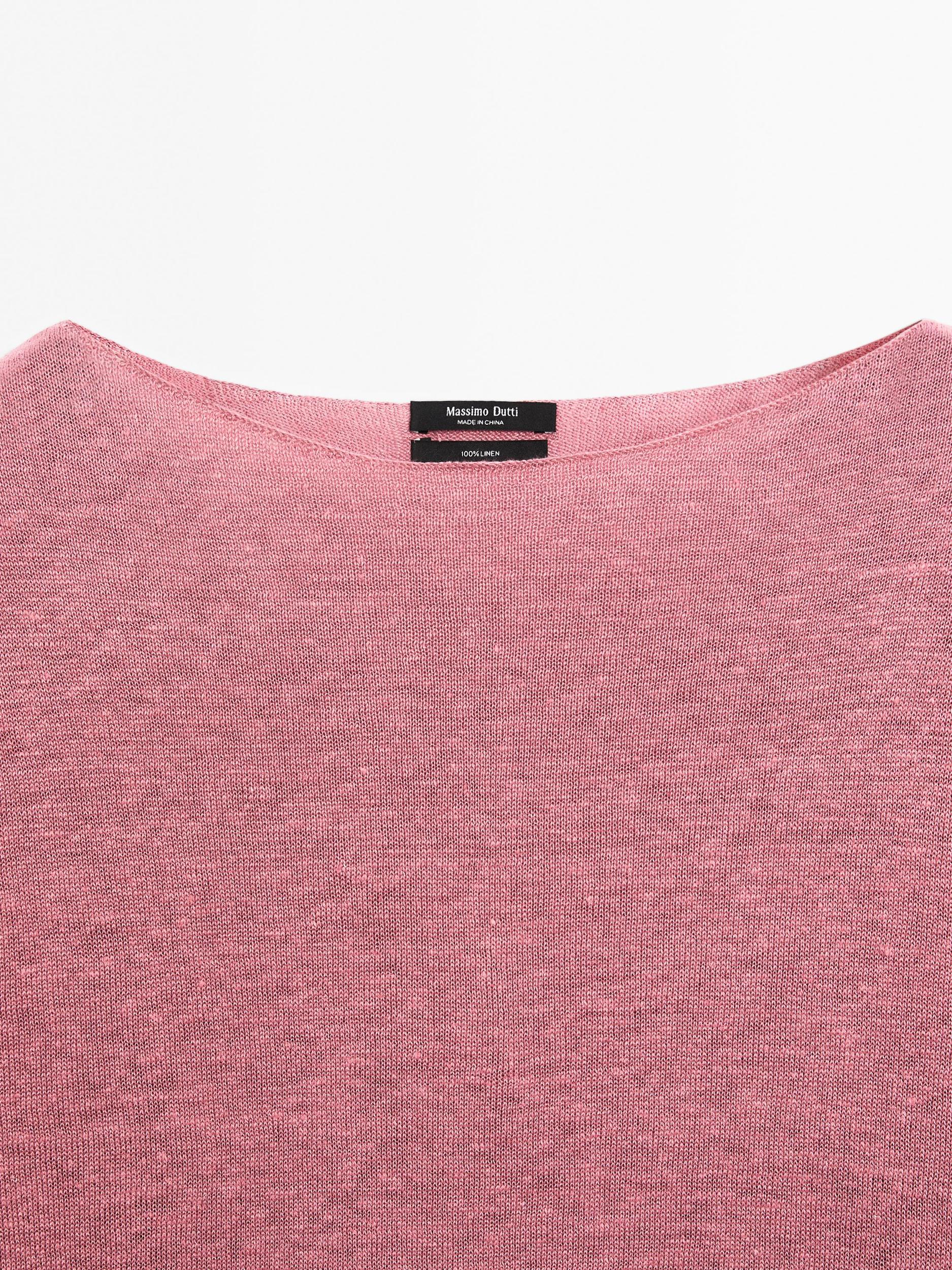 100% linen boat neck sweater Product Image