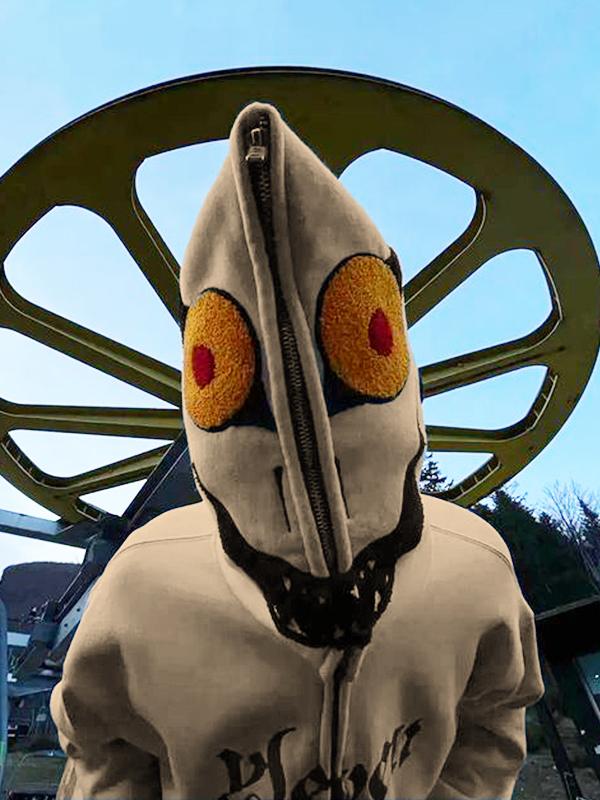 Funny Smiling Print Full Zip Oversized Hoodie Product Image