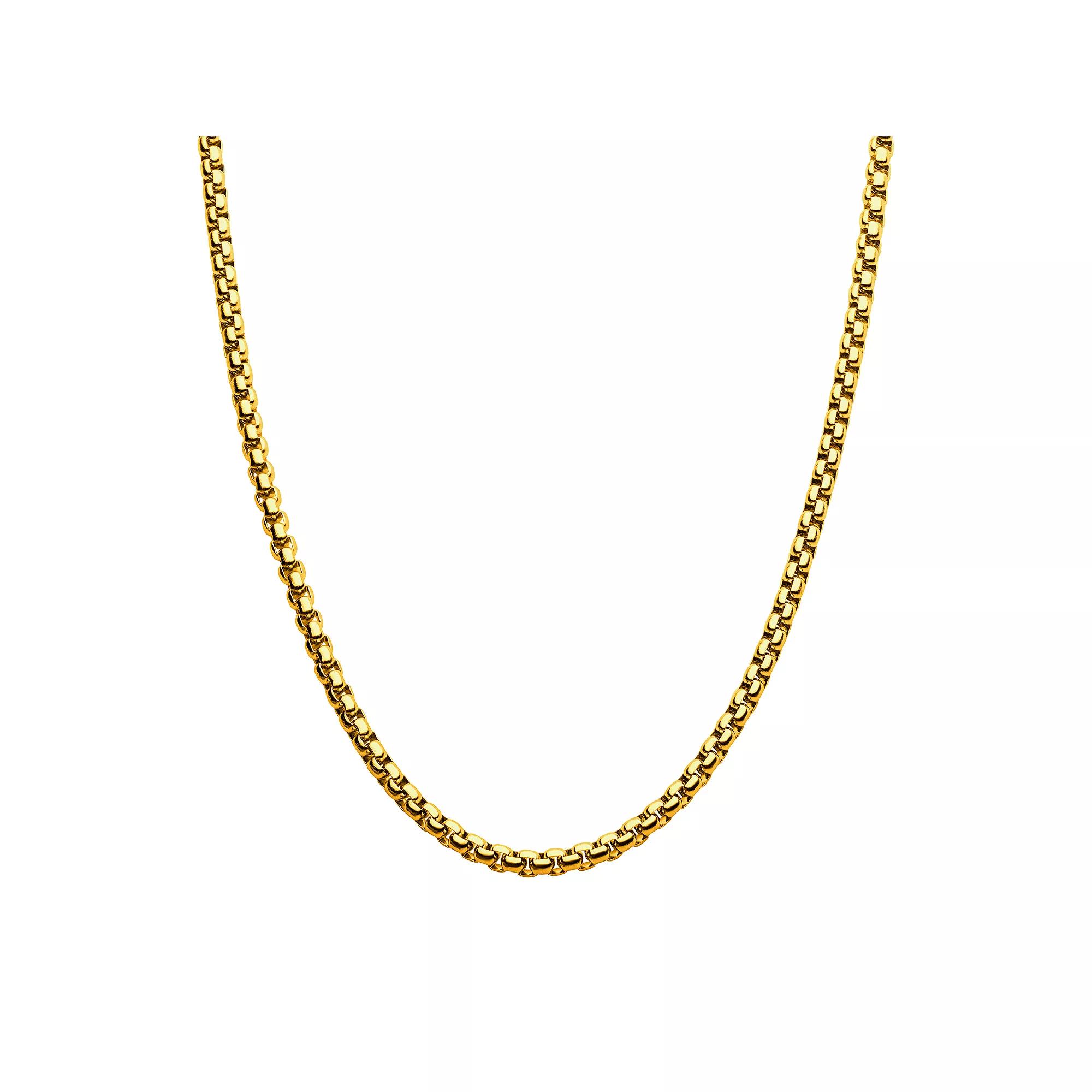18k Gold Over Stainless Steel 4 mm Box Chain Necklace, Men's, Size: 22", Gold Tone Product Image