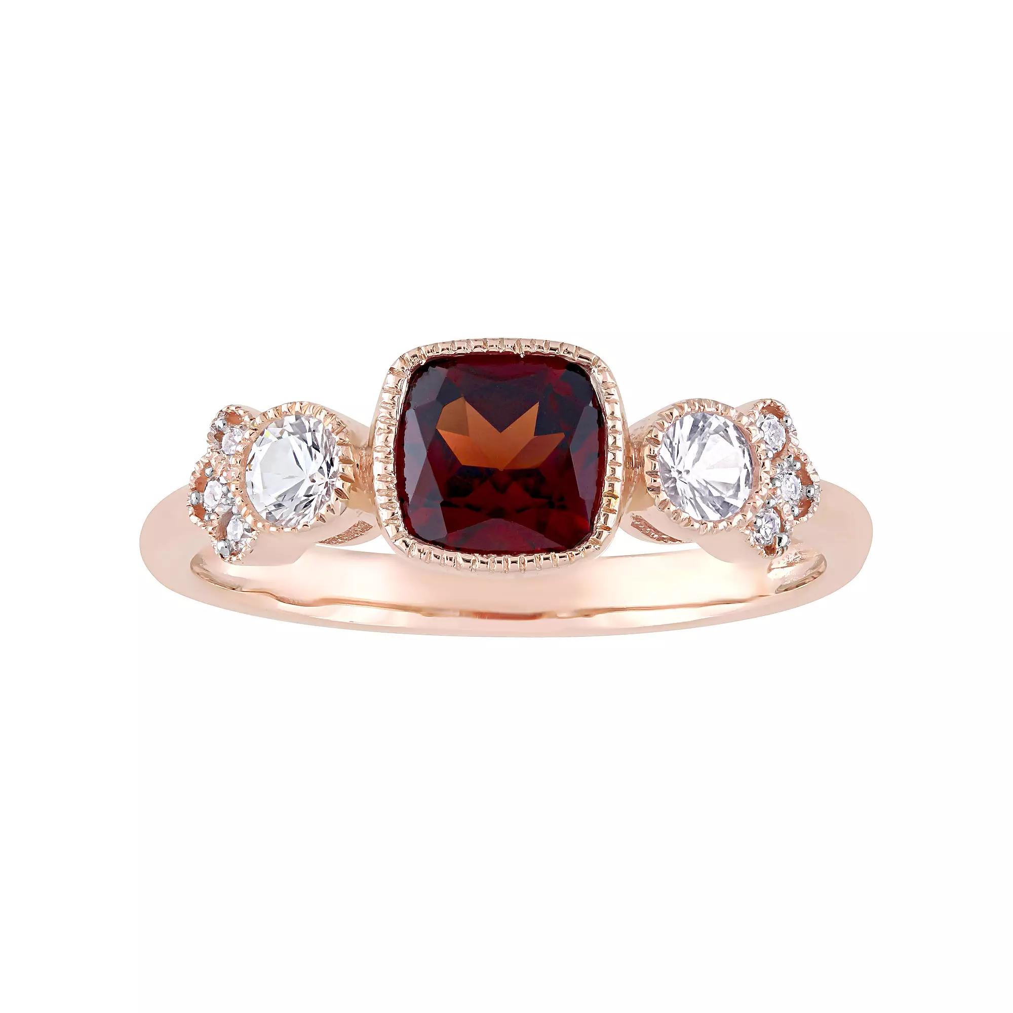 Stella Grace 10k Rose Gold Garnet, White Sapphire & Diamond Accent Fashion Ring, Womens Product Image