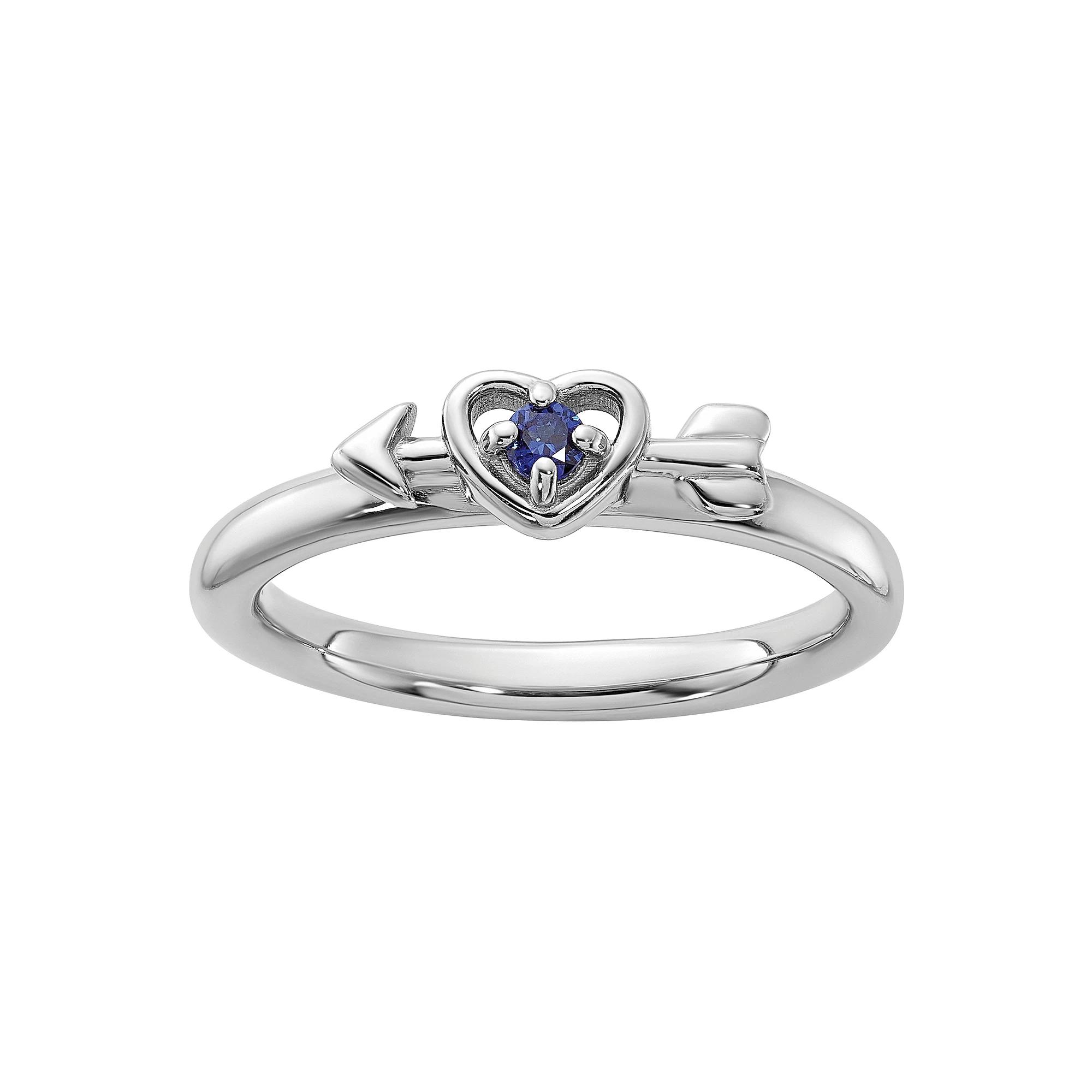 Stacks & Stones Sterling Silver Stackable Gemstone Heart with Arrow Ring, Women's, Size: 5, Created Blue Product Image