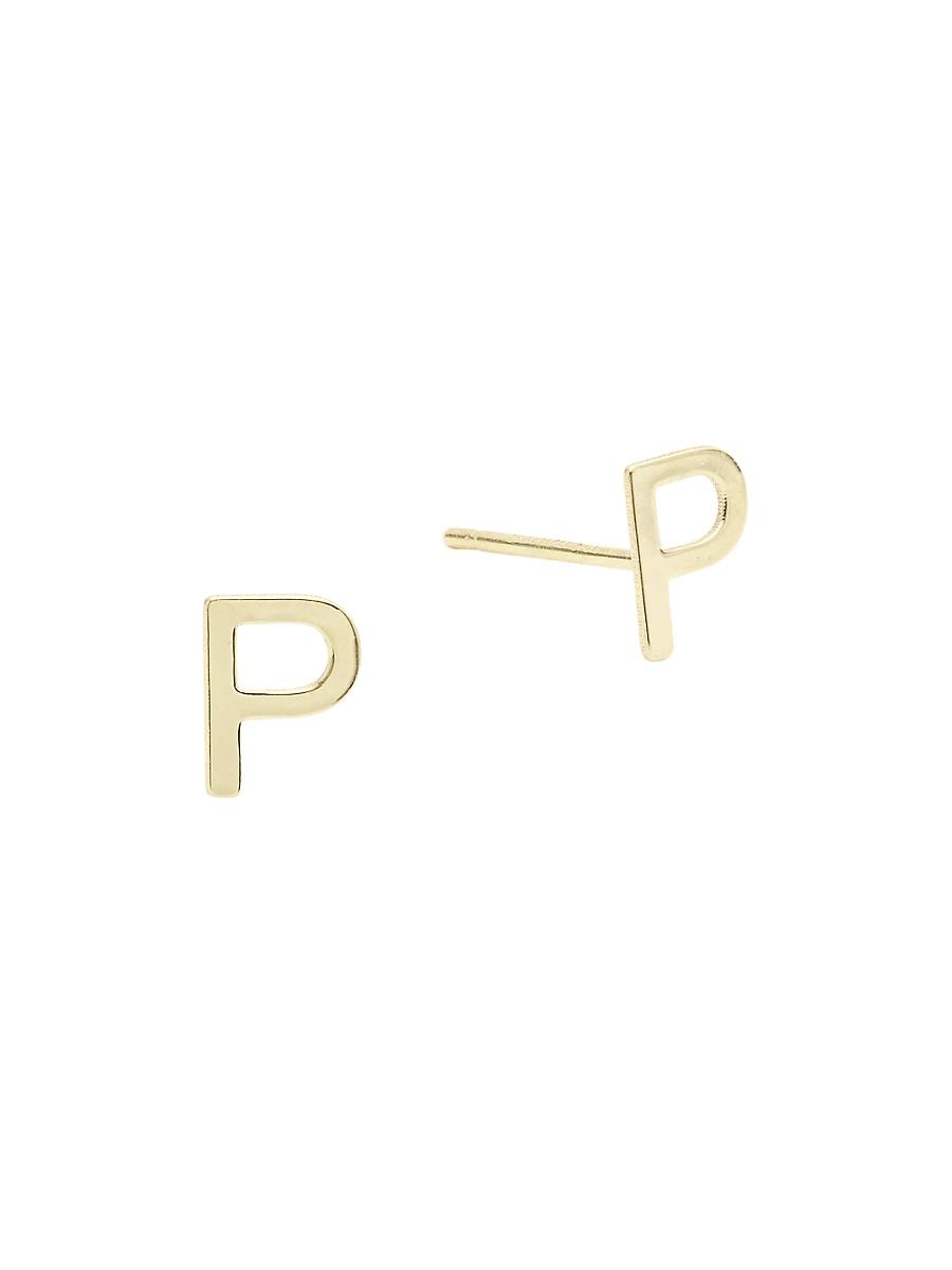 Womens 14K Yellow Gold Single Initial Stud Earring Product Image