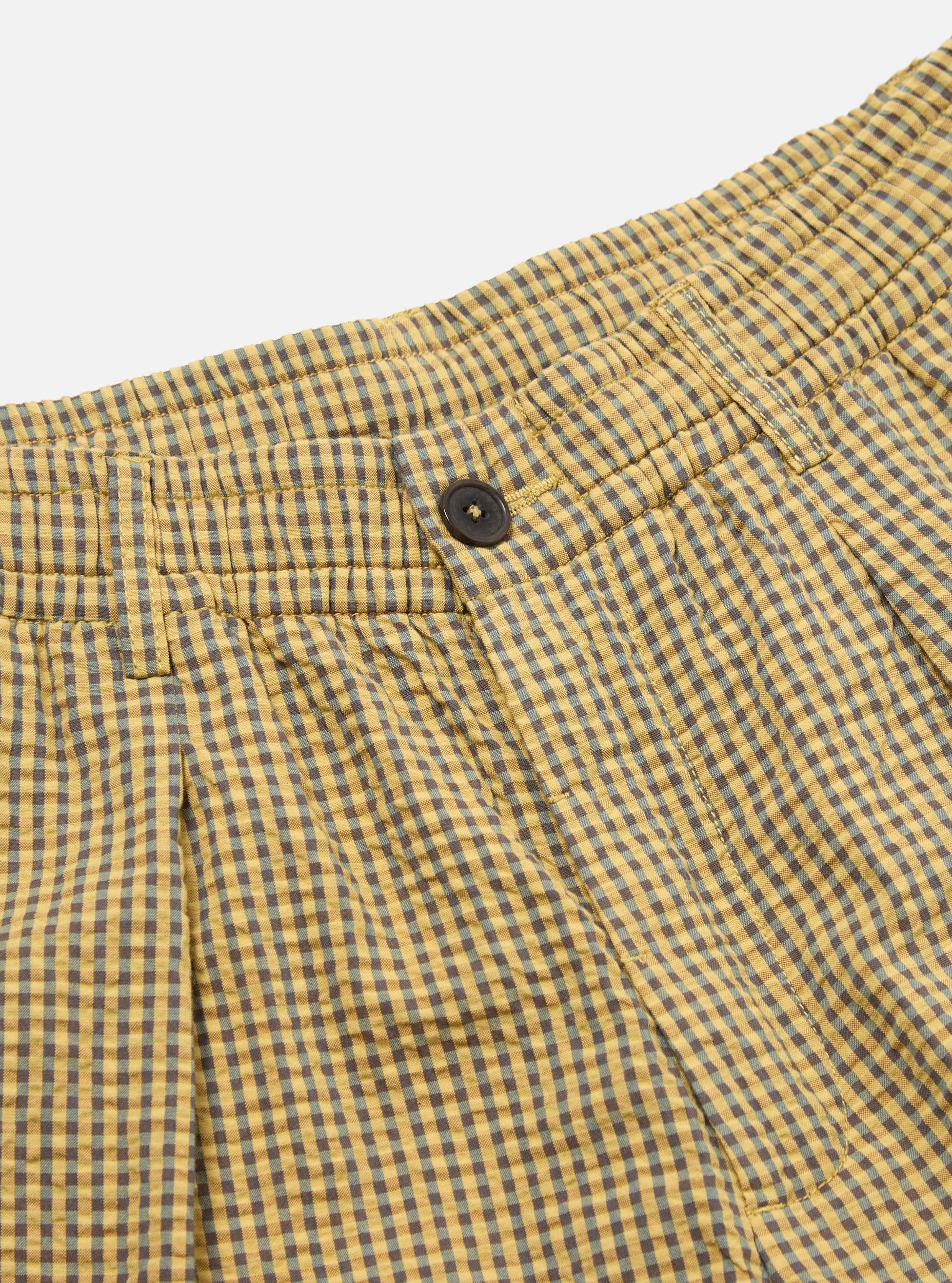 Universal Works Pleated Track Short in Yellow Japanese Seersucker Product Image