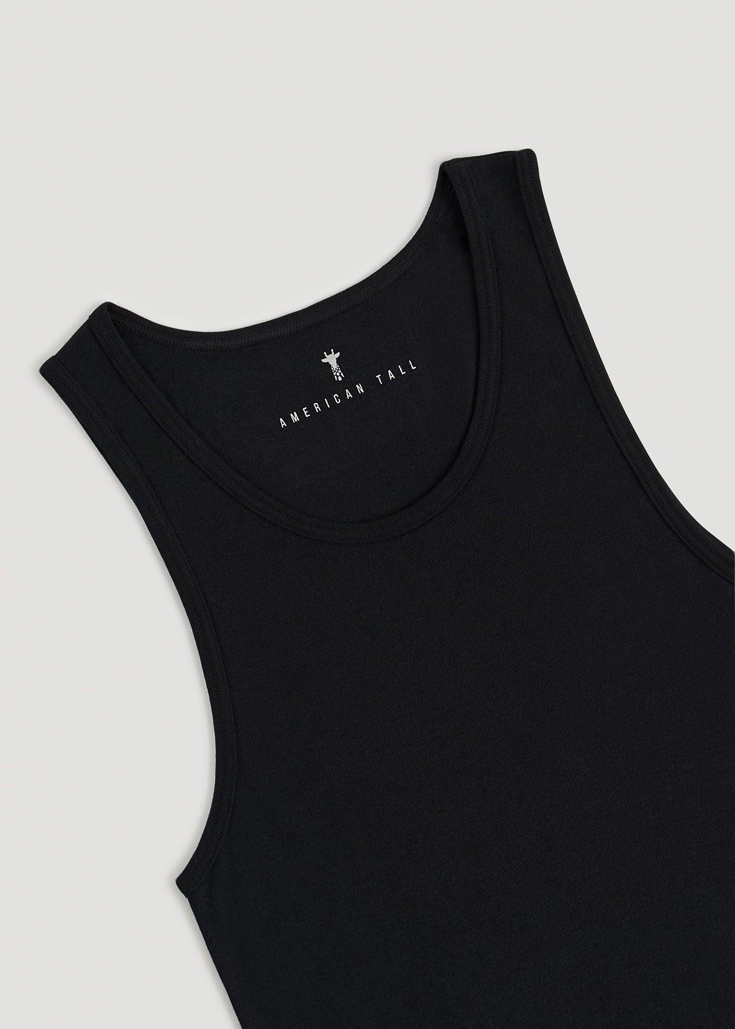 Ribbed Undershirt Tank Top for Tall Men in Black Male Product Image