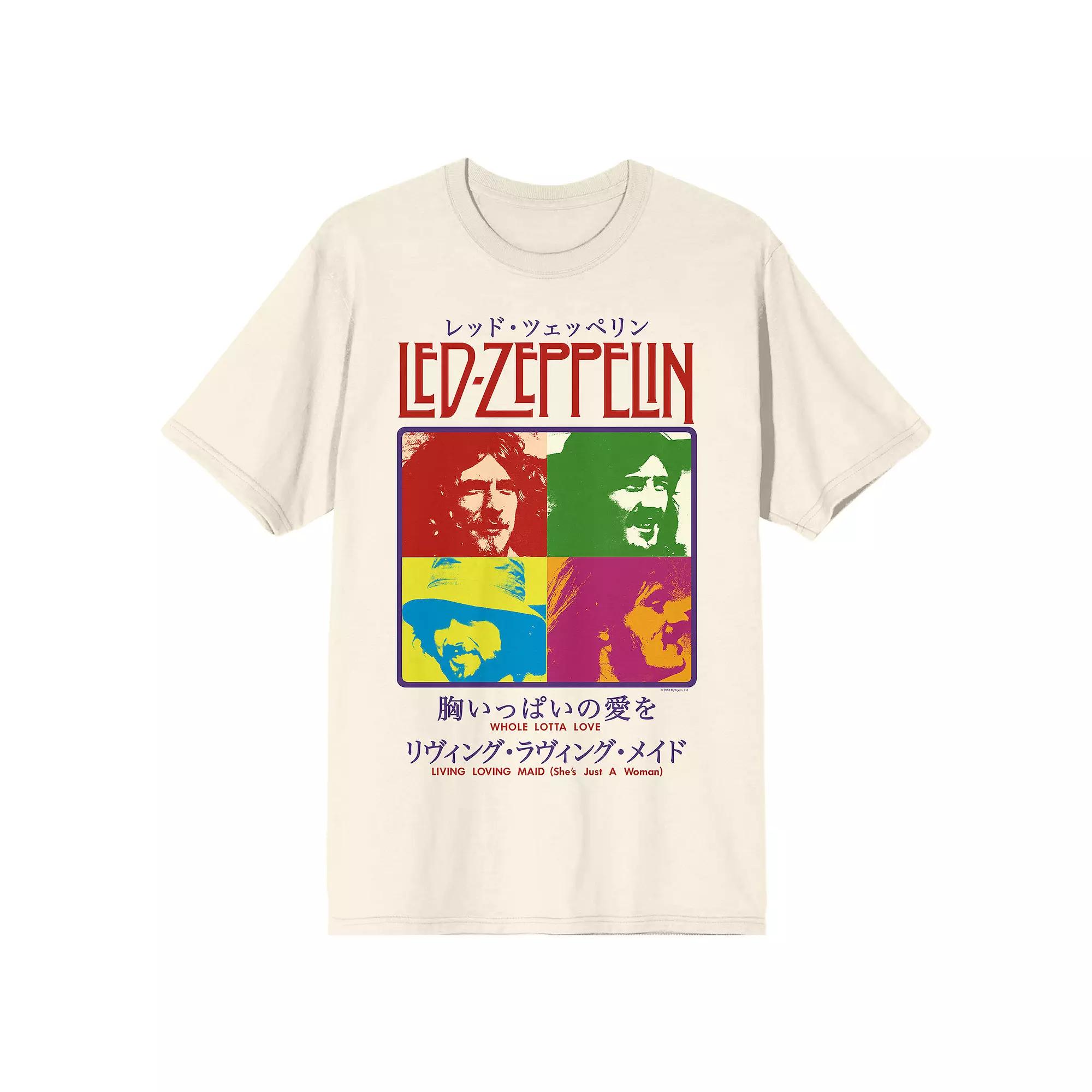 Men's Led Zeppelin Colorful Portraits Japanese Graphic Tee, Size: XL, Beige Product Image