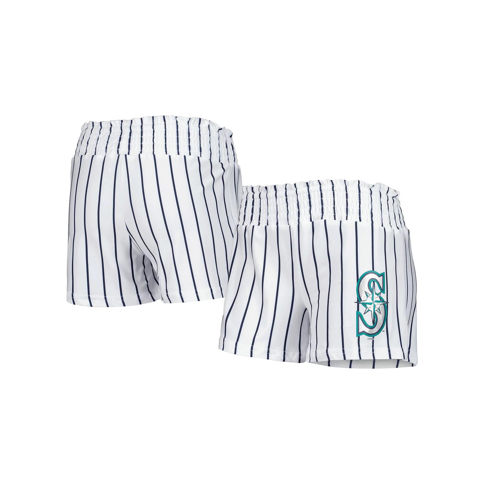 Women's Concepts Sport White Seattle Mariners Reel Pinstripe Sleep Shorts, Size: Medium Product Image