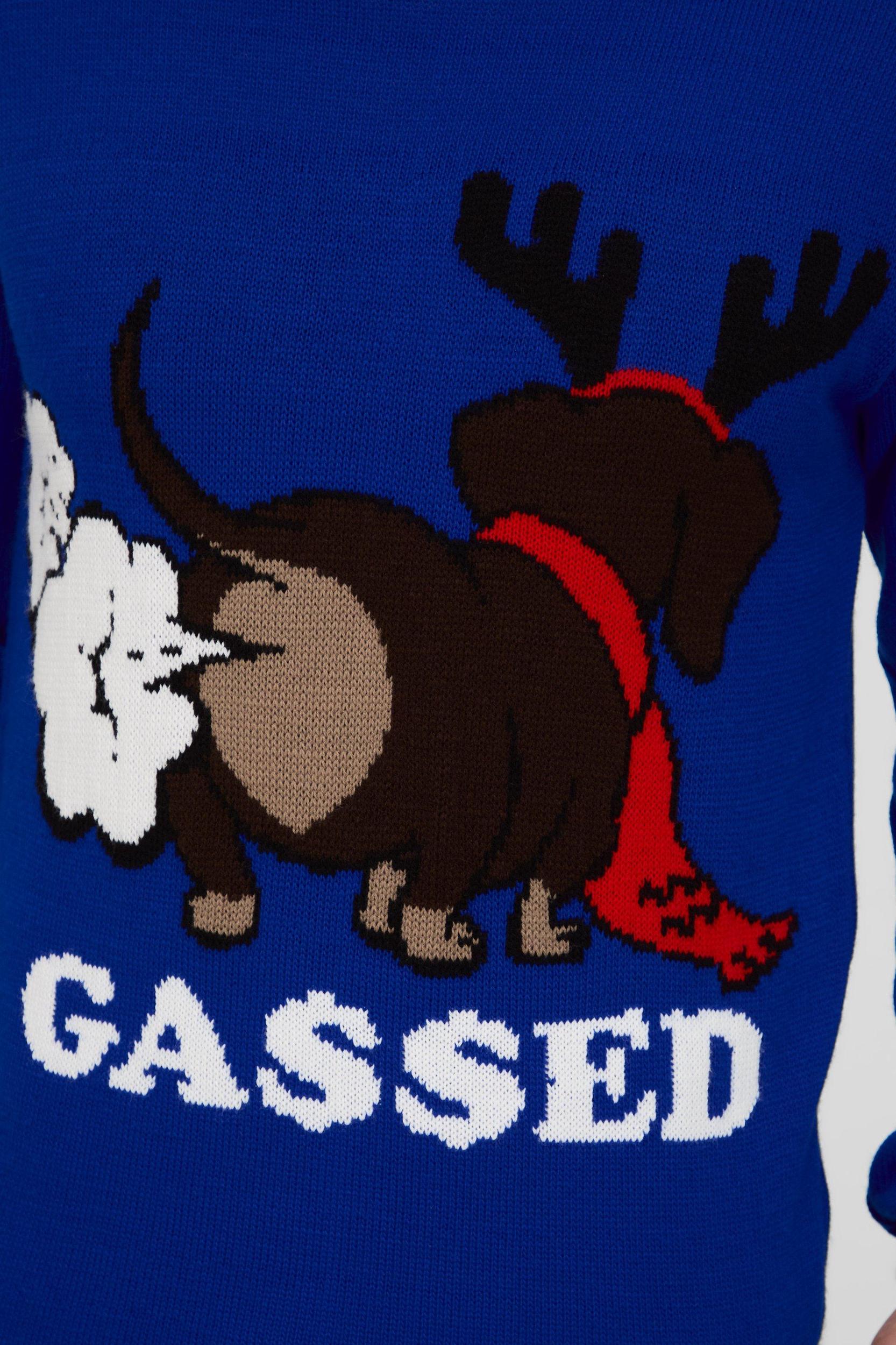 Regular Fit Gassed Christmas Sweater | boohooMAN USA Product Image