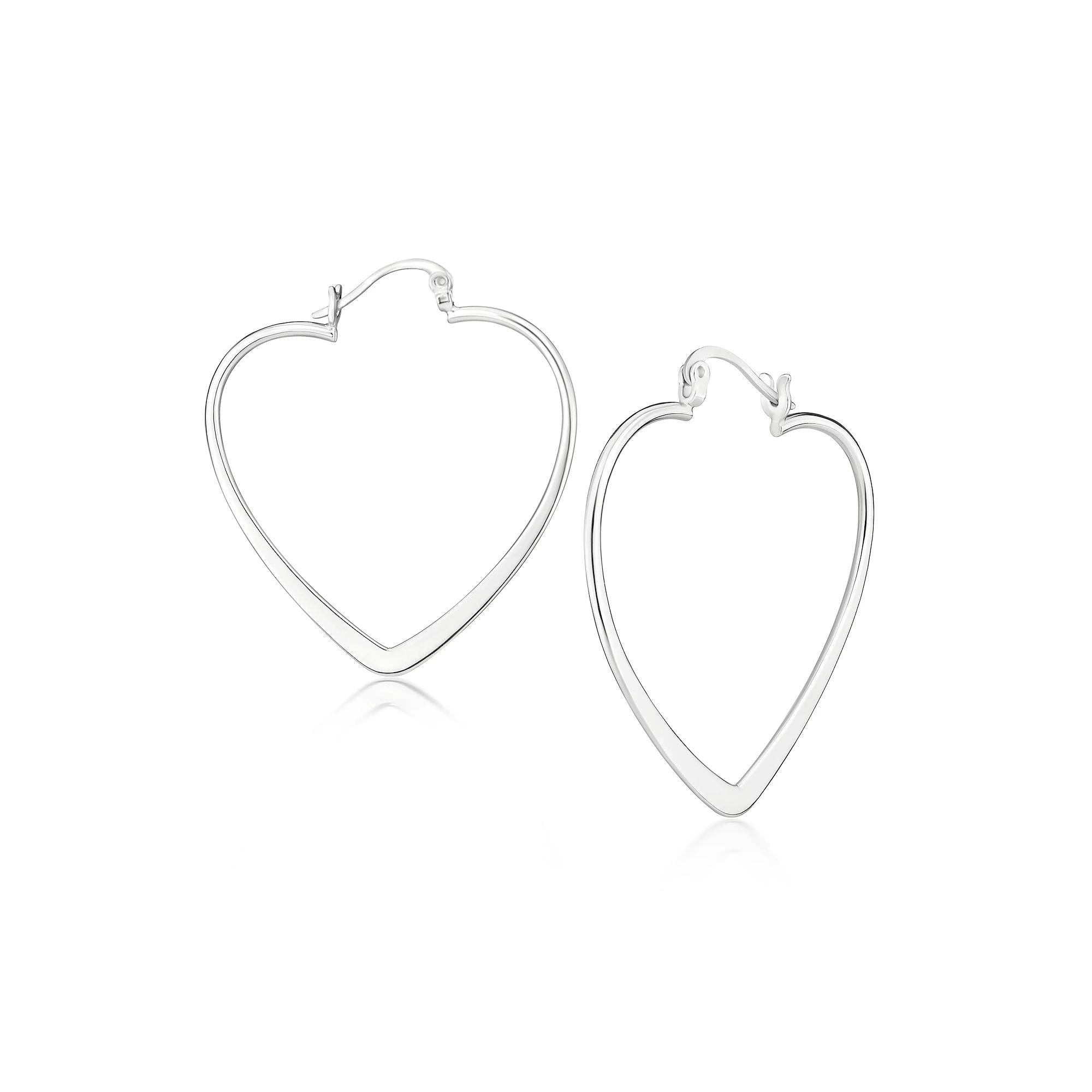 Judy Crowell Sterling Silver Heart Hoop Earrings, Women's Product Image