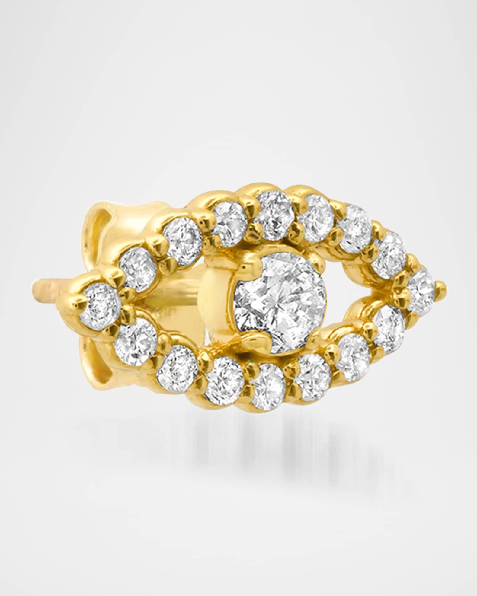 18K Yellow Gold Mini Open Evil Eye Stud Earrings with Diamonds Product Image