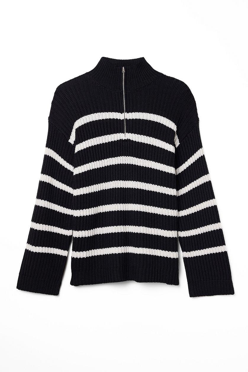 High Neck Zipped Knitted Sweater Product Image