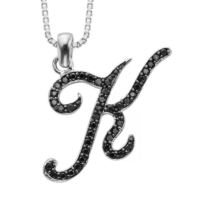 Jewelexcess Sterling Silver 1/4-ct. T.W. Black Diamond Initial Pendant, Women's,  Product Image