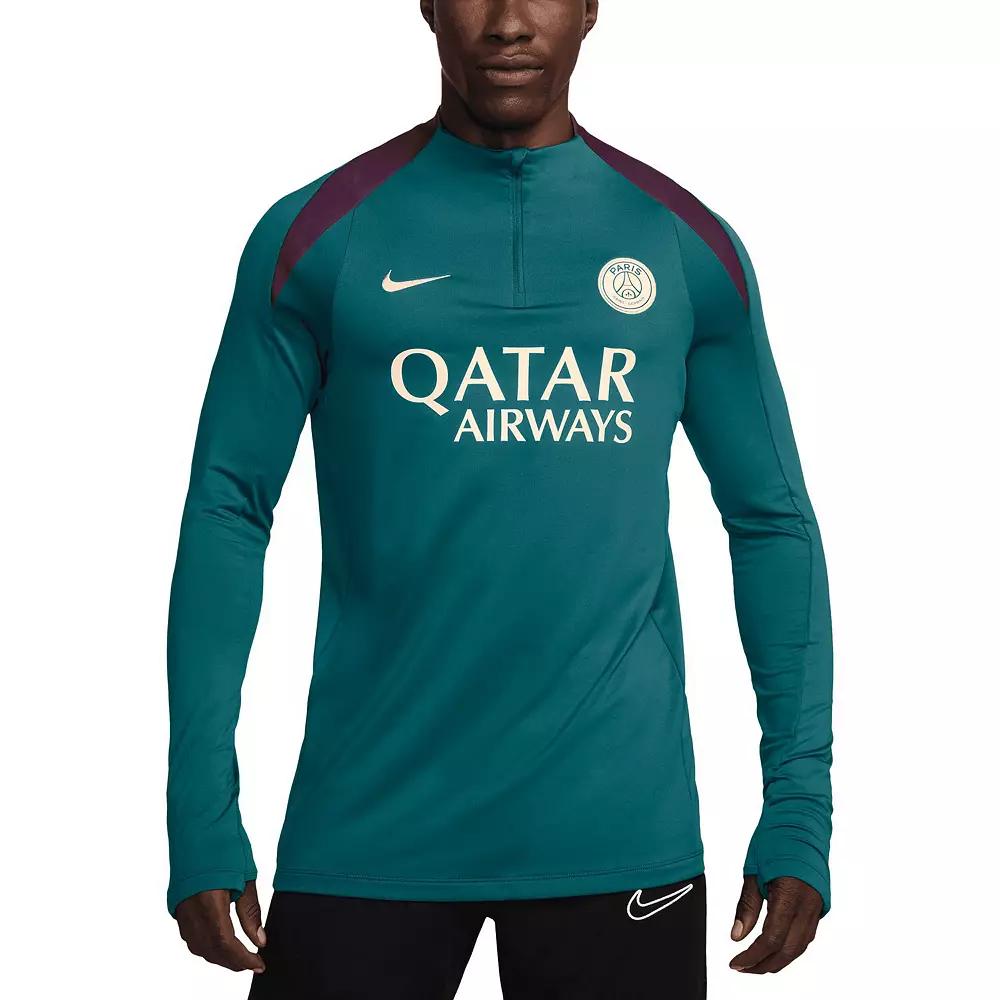 Men's Nike Teal Paris Saint-Germain 2024/25 Strike Drill Performance Quarter-Zip Long Sleeve Top,  Product Image