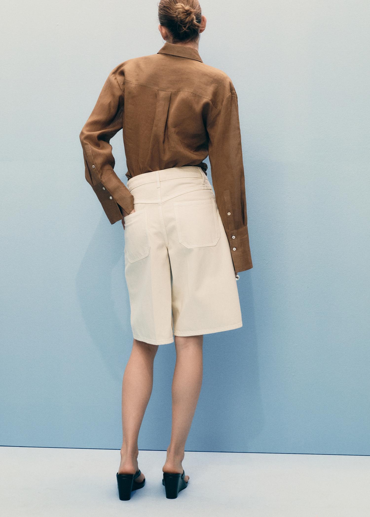 High-waisted straight-fit denim jorts - Women | MANGO USA Product Image