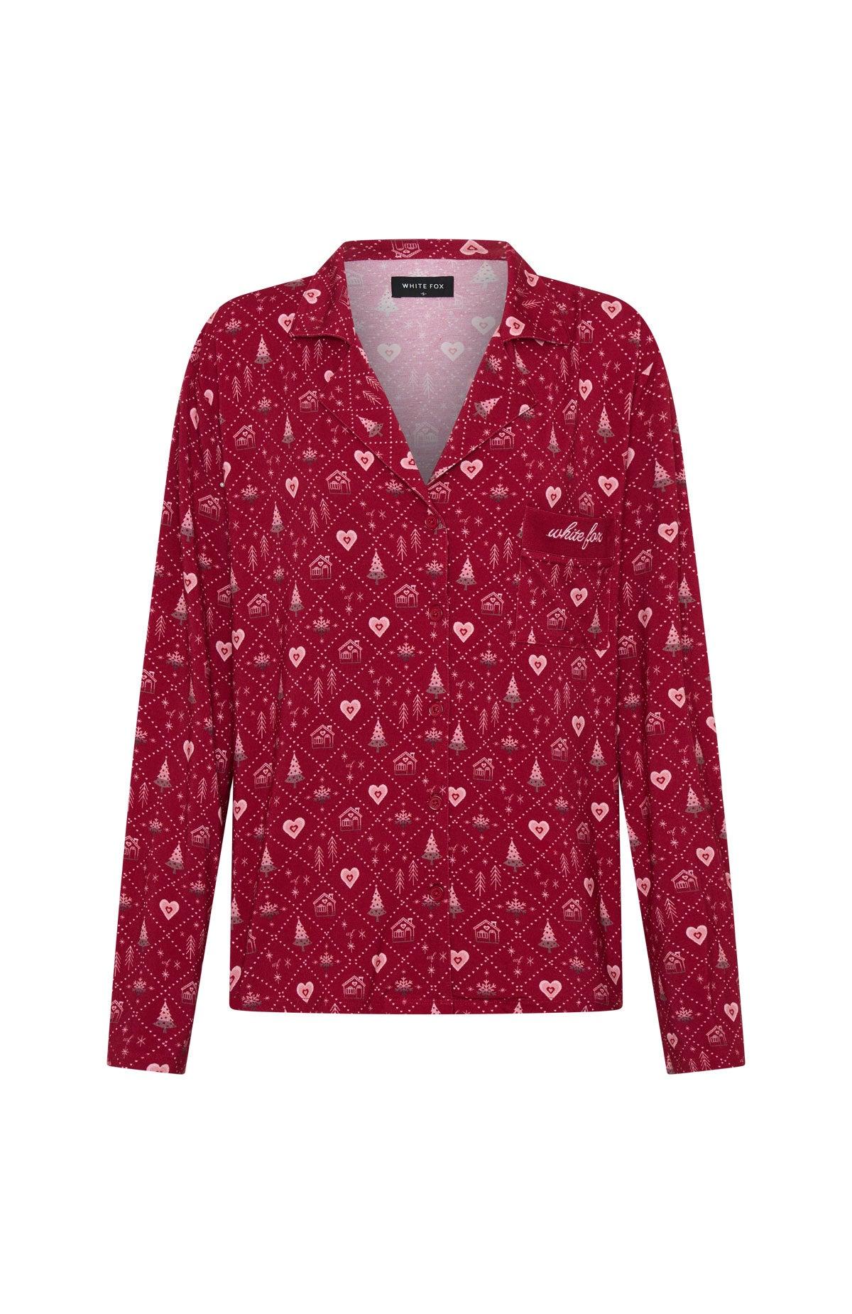 Pillow Talk Printed Long Sleeve Pyjama Set Cherry Noel Product Image