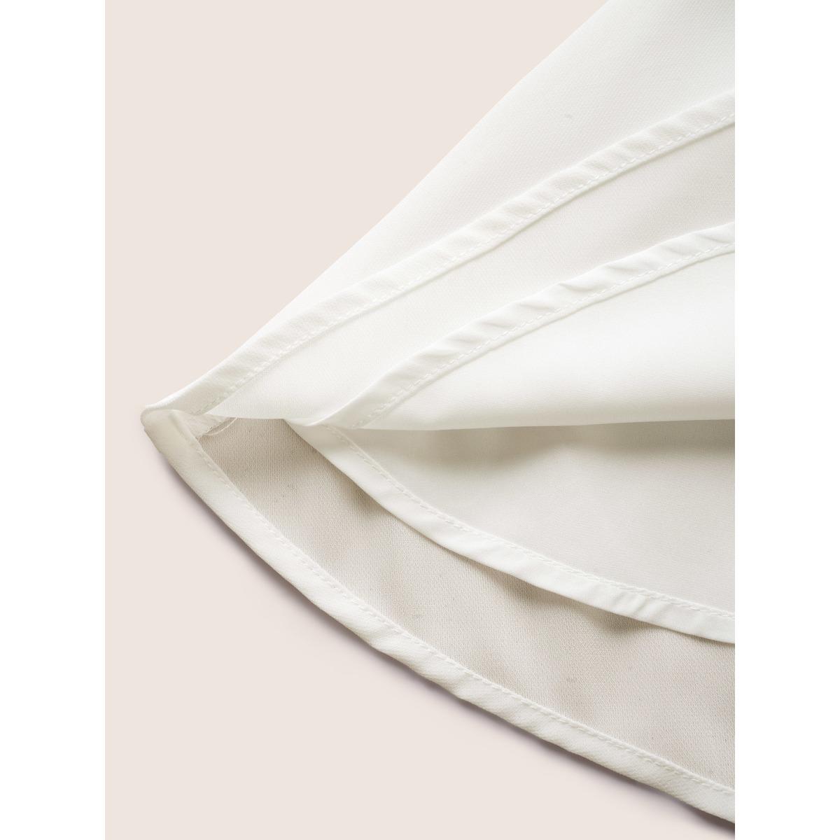 Plus Size Ivory Tiered Mesh Pleated Ruffle Sleeve Blouse Women At the Office Short sleeve Round Neck Work Blouses BloomChic 12/L Product Image