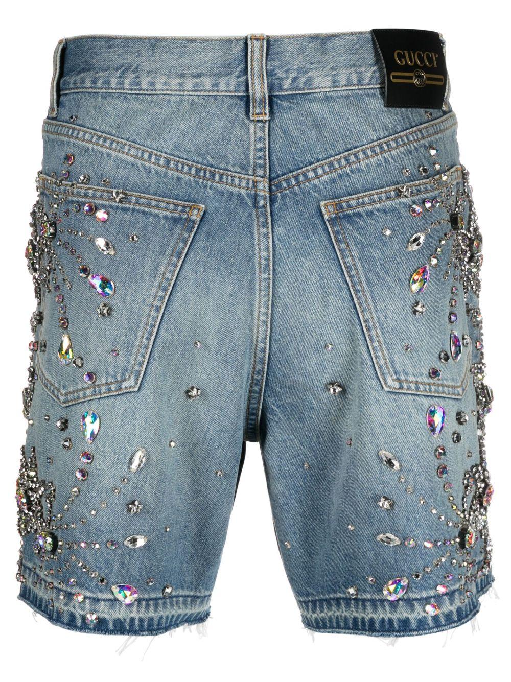 crystal-embellished denim shorts  Product Image