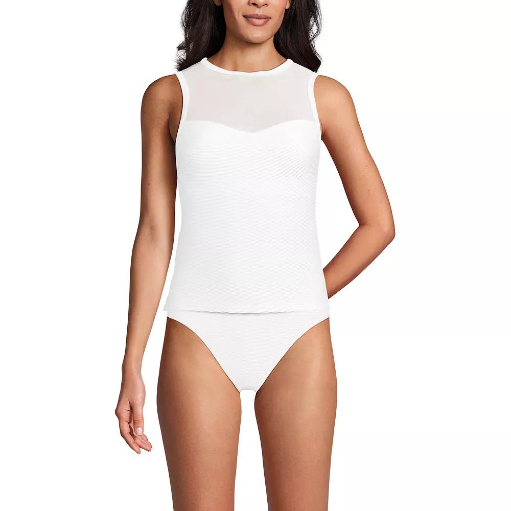 Women's Lands' End Mesh Ribbed Highneck Tankini Top, Size: 8, White Ottoman Product Image