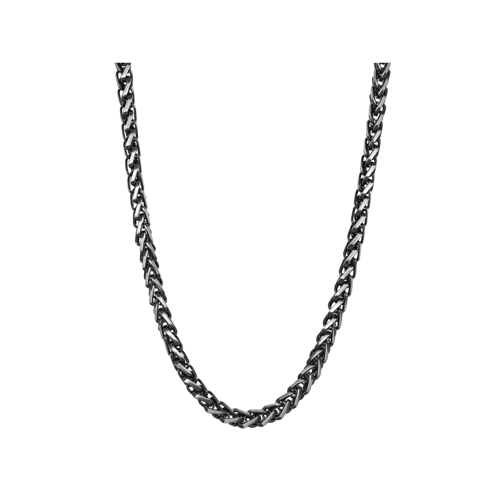 LYNX Men's Ion-Plated Stainless Steel Wheat Chain Necklace,  Product Image