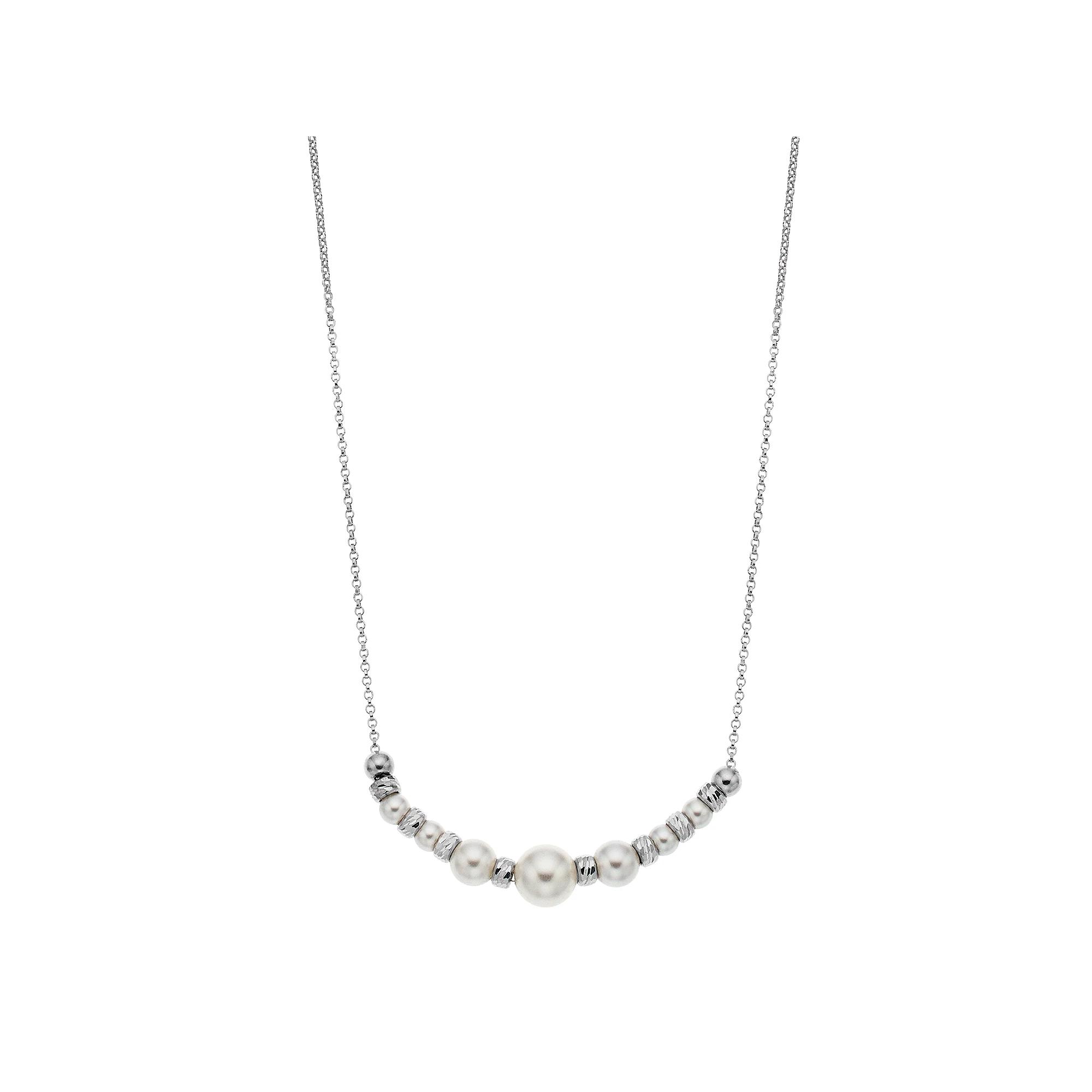 Sterling Silver Simulated Pearl Beaded Necklace, Women's, Size: 18" Product Image