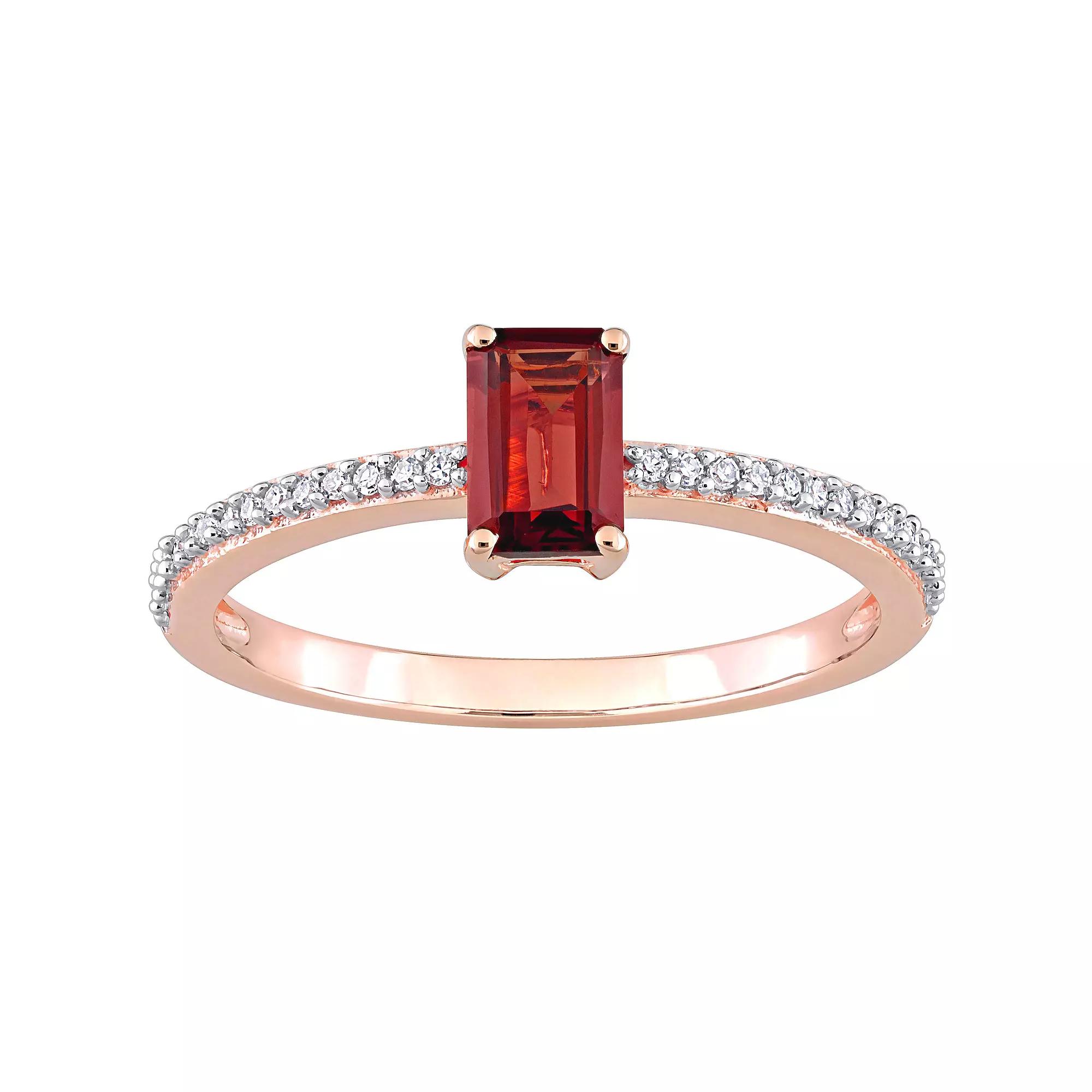 Stella Grace 10k Rose Gold Garnet & Diamond Accent Promise Ring, Women's,  Product Image