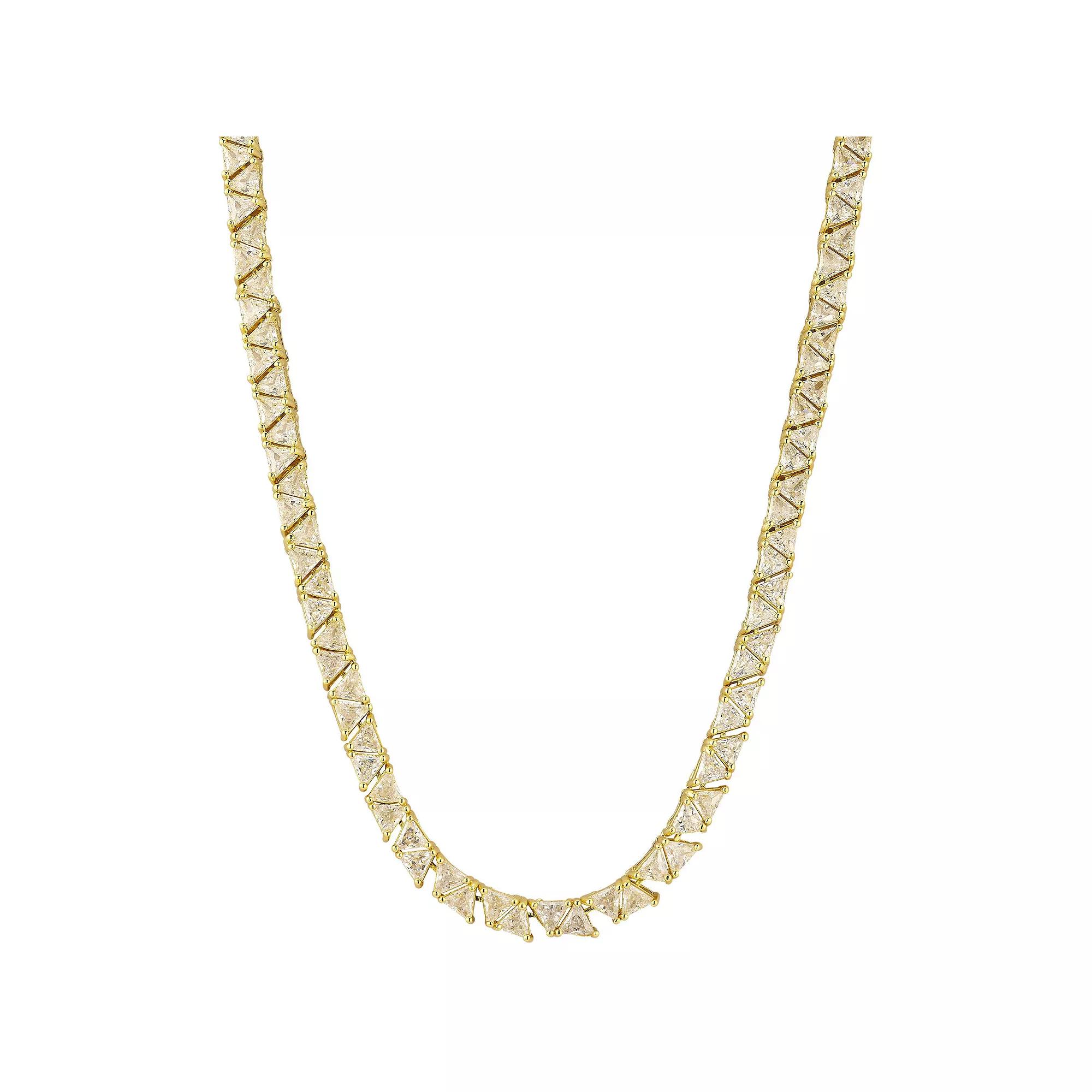 WINX Cubic Zirconia Triangular Gem Tennis Necklace, Women's, Size: 16", Gold Tone Product Image