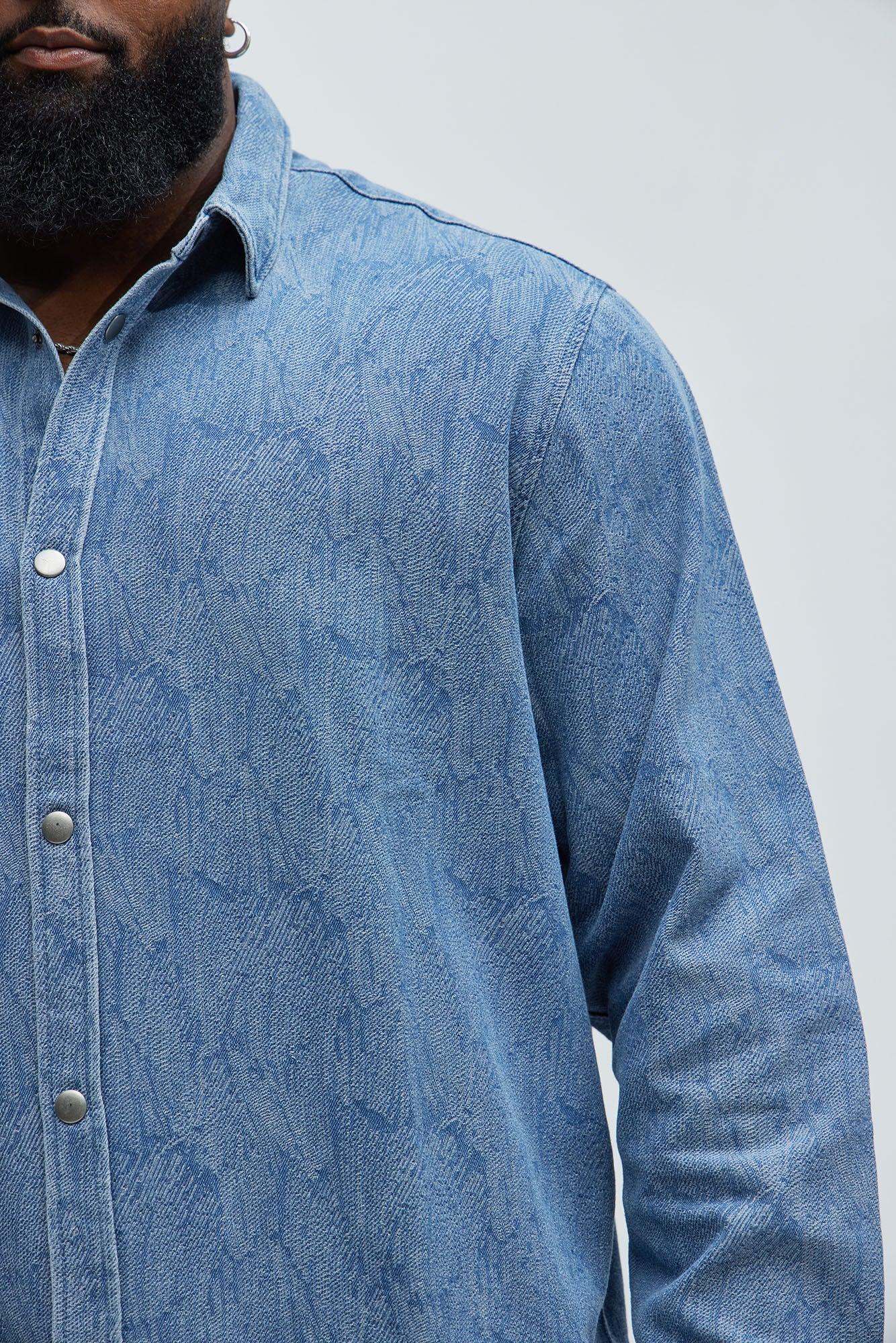 Water Brush Denim Shirt - Light Blue Product Image